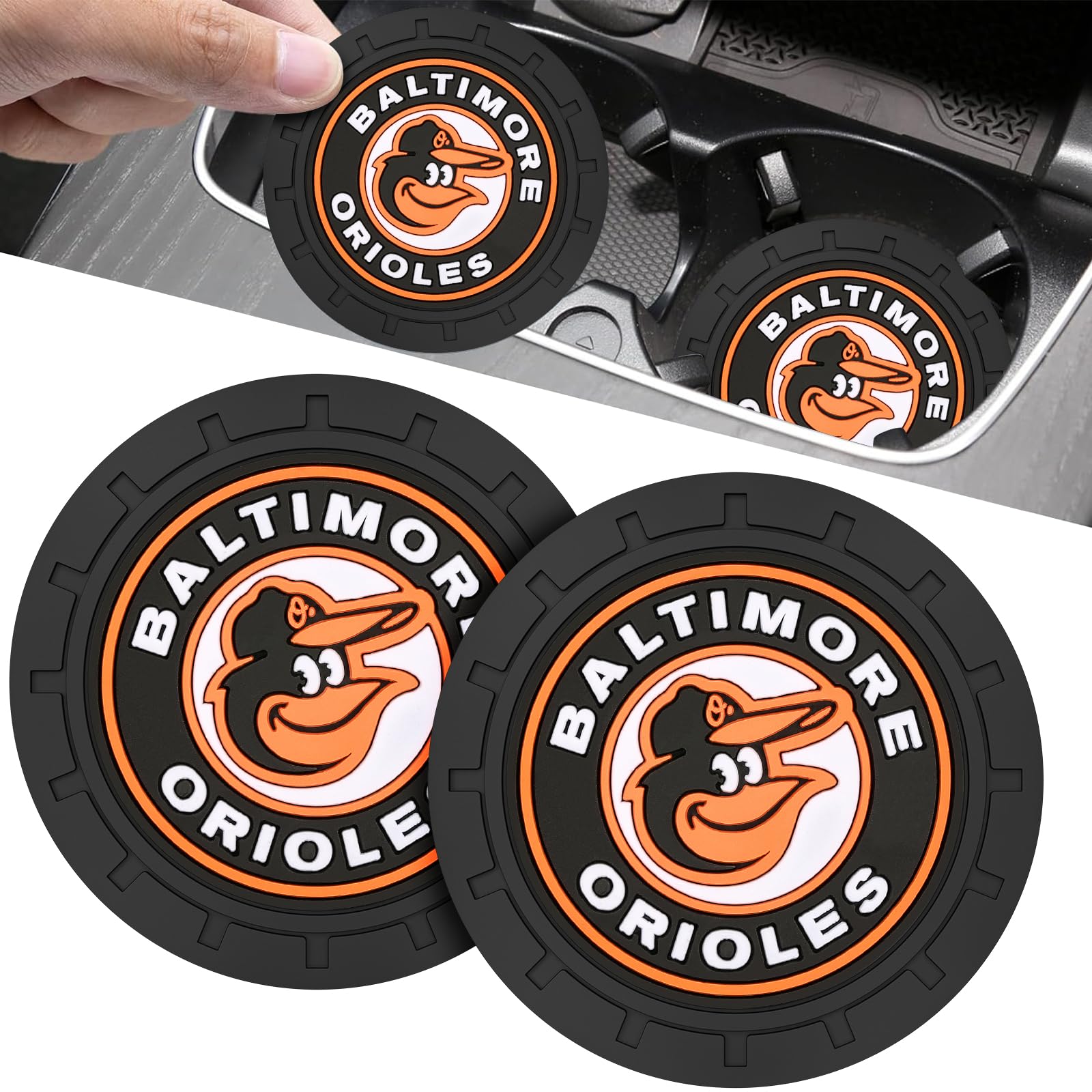 Orioles Car Cup Holder Coasters for Baseball Fans,Baltimore Orioles Car Coasters for Car Cup Holder,Baseball Stuffs Baltimore Orioles Car Cup Holder Insert,Souvenir for Baseball Fans,Car Cup Mat,2.75