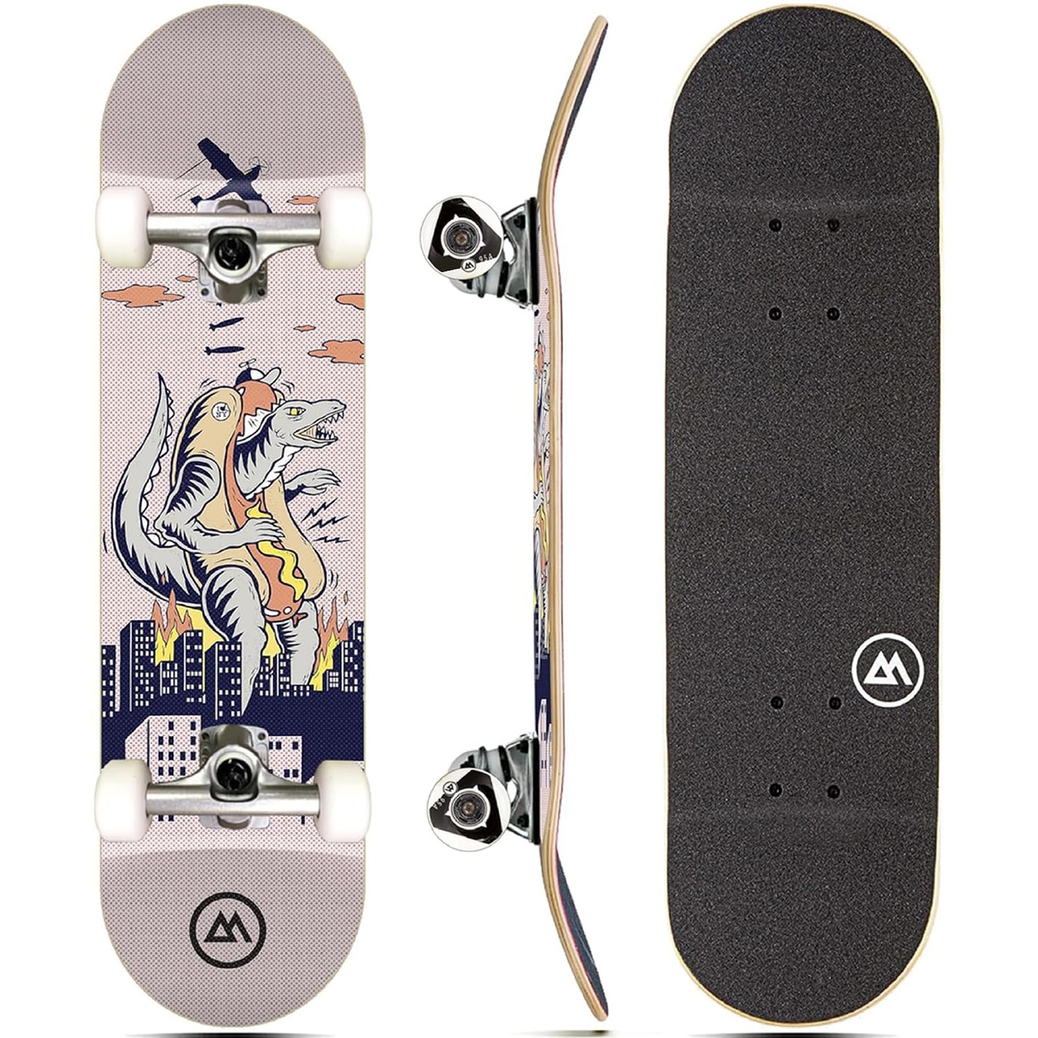 Magneto Complete Skateboard | 6-Layer Canadian Maple Double Kick Concave Deck | Beginners, and Teens