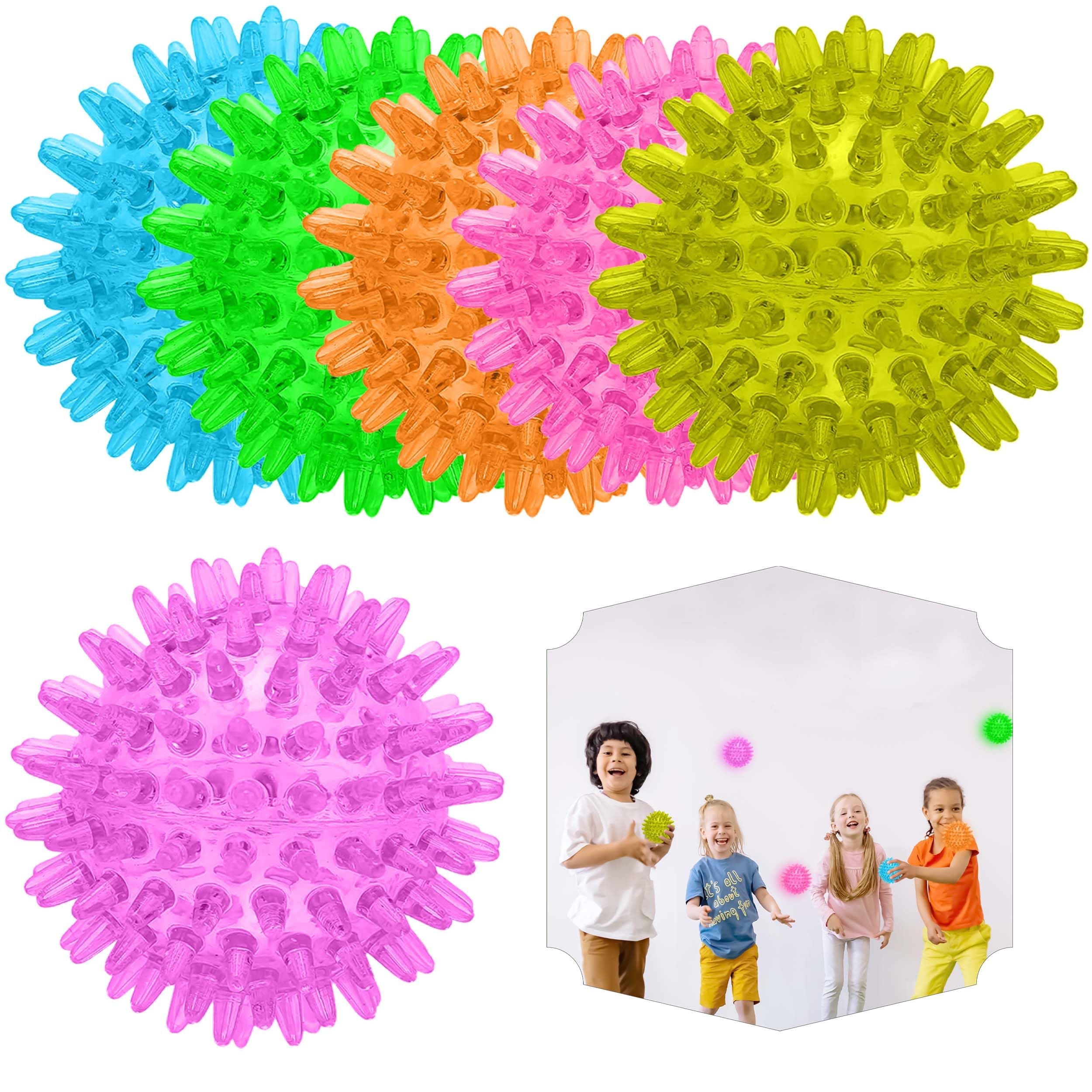 3x Random Light-Up Squeezy Spikey Balls 7cm | Neon Kids Toys, Stocking Fillers, Summer Party Bag Gifts & Disco Bounce Balls