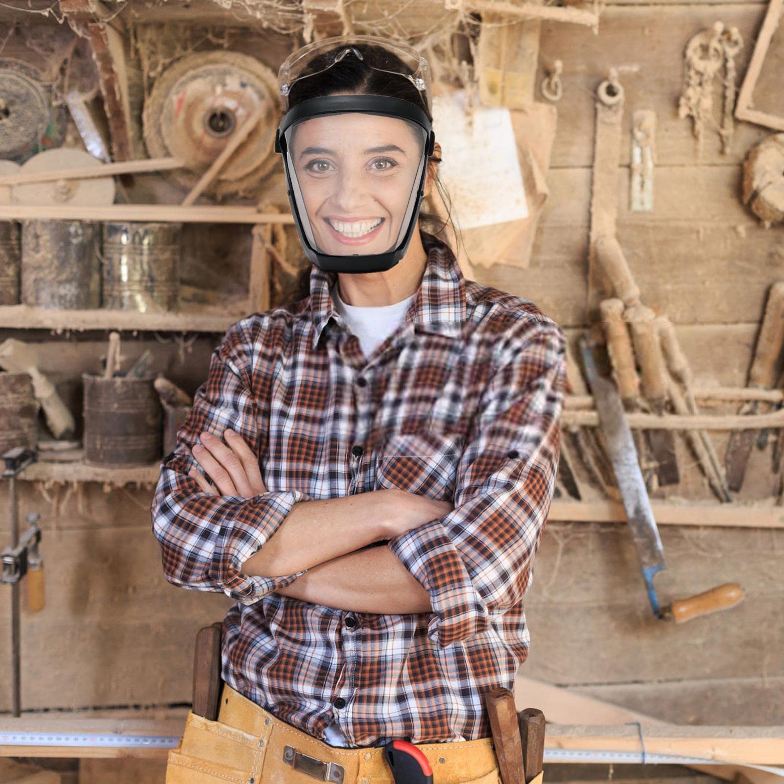 Scudo Facciale Trasparente Anti-Appannamento | Maschera Protettiva Riutilizzabile | Protezione Completa Viso - Foto 3