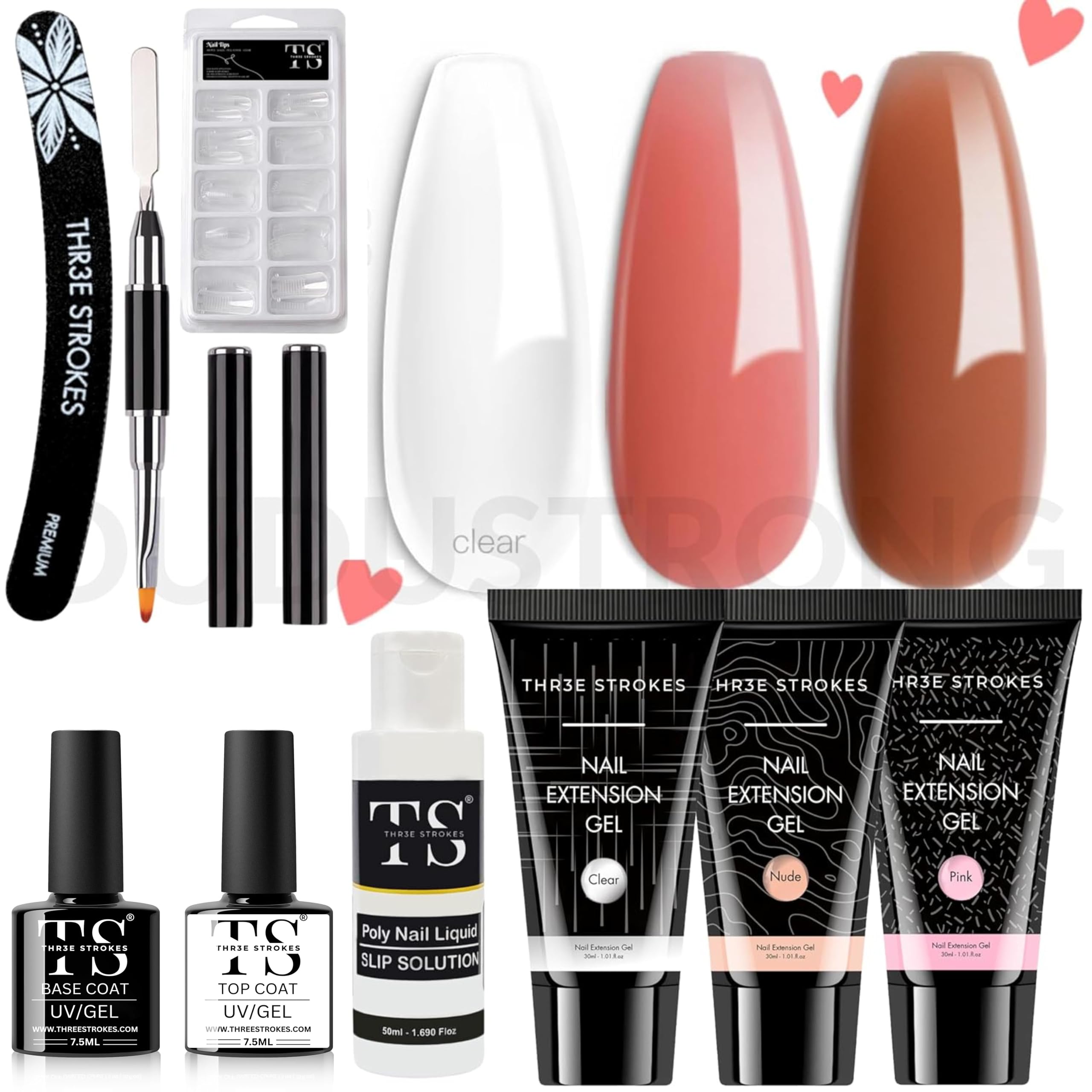 Sponsored Ad - Poly Gel Extension Kit - Enhancement Builder, Neutral Gel Art Design, All-in-One French Kit for Easy DIY at Home - Valentine Gifts for Beginners (HRT584)