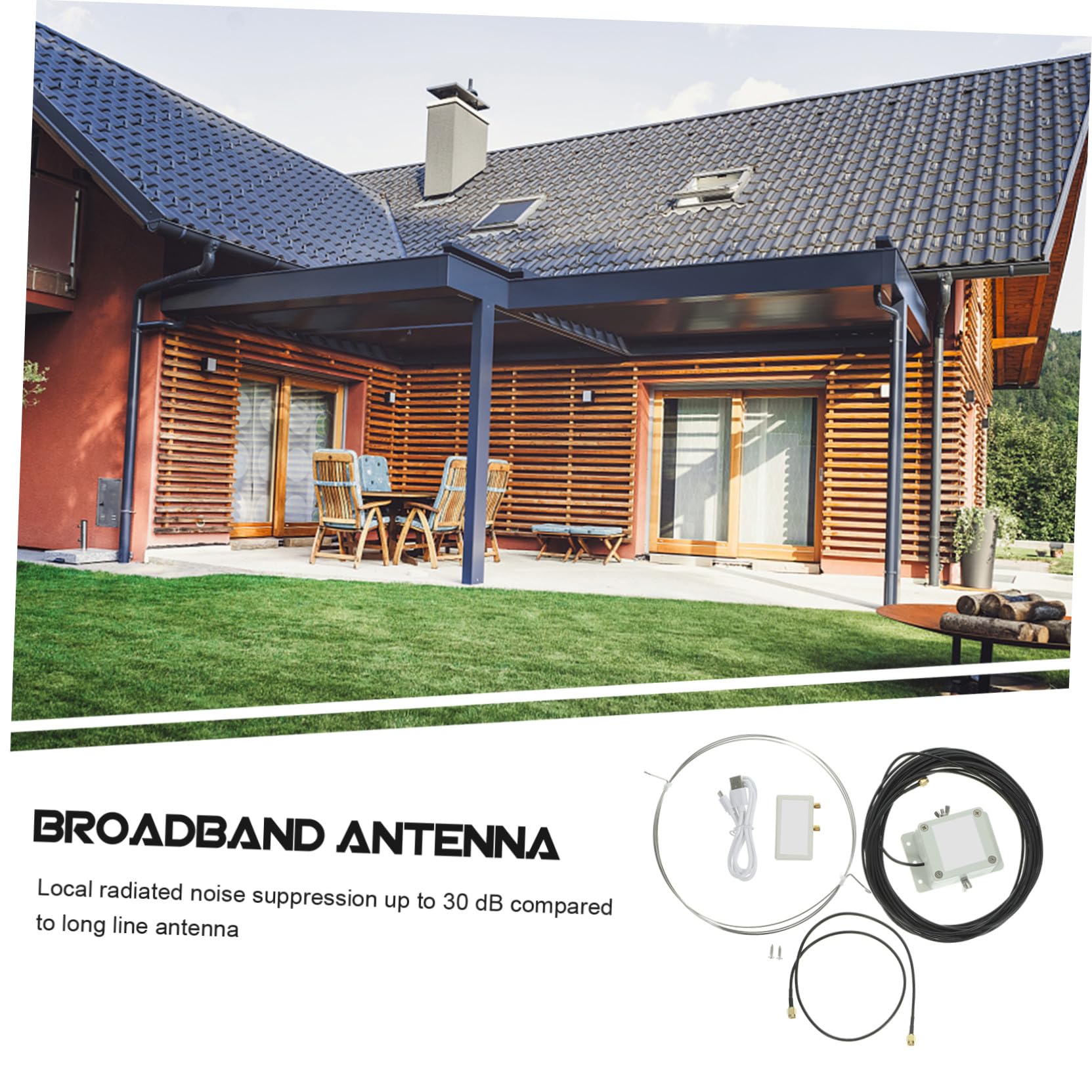 NUOBESTY Antenne Circulaire Active à Ondes Moyennes avec Réduction du Bruit Local, Installation Facile en Plastique, Design en 8 pour Balcon ou Toit