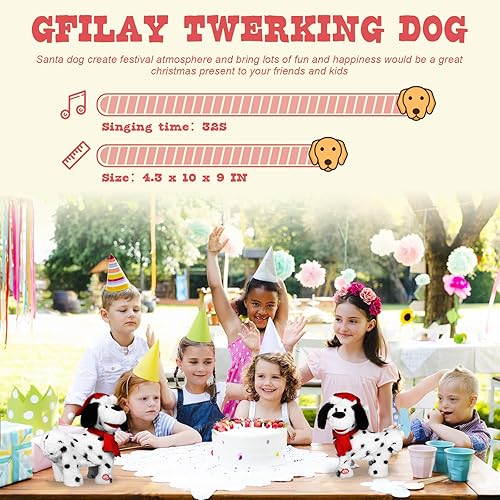 Miniatura 2 de Juguete para perros Twerking  Decoraciones navideñas cantando y bailando, cachorro de peluche con traje de Papá Noel, suave y lindo animal de