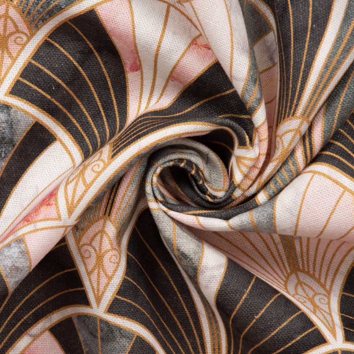 SCHÖNER LEBEN. Chemin de table Art Deco - Arche marbre - Vert, rose, marron - 40 x 160 cm