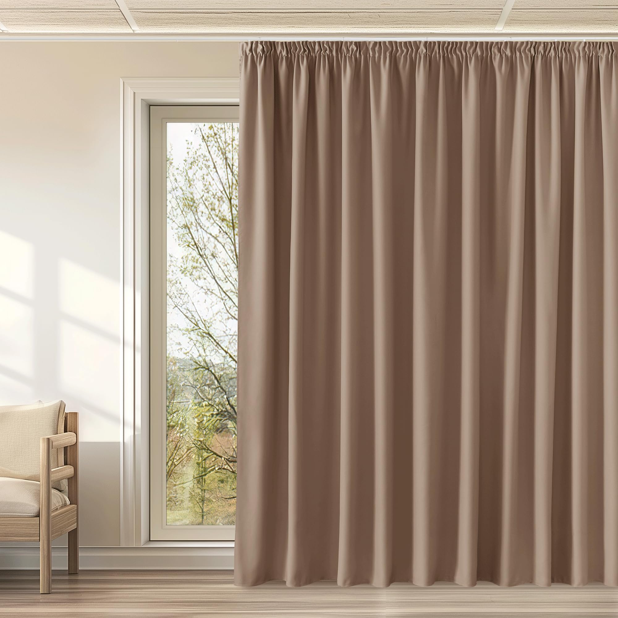 KGORGE Tende Oscuranti per Interni 1 Pezzo L 300 x A 240 CM Tenda Camera da Letto Moderna Termica con Fettuccia Divisoria Soggiorno Curtain, Moca