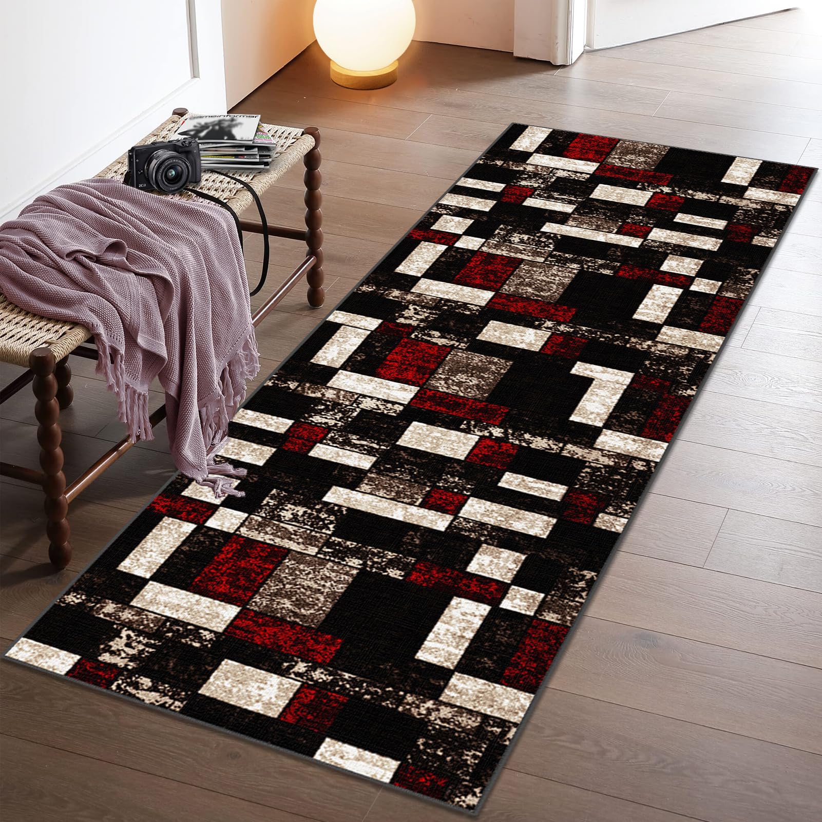 Tappeto lungo e stretto, antiscivolo, per soggiorno, morbido, a pelo corto, moderno, per cucina, sala da pranzo, tinta unita, 70 x 350 cm, design accogliente e imbottito