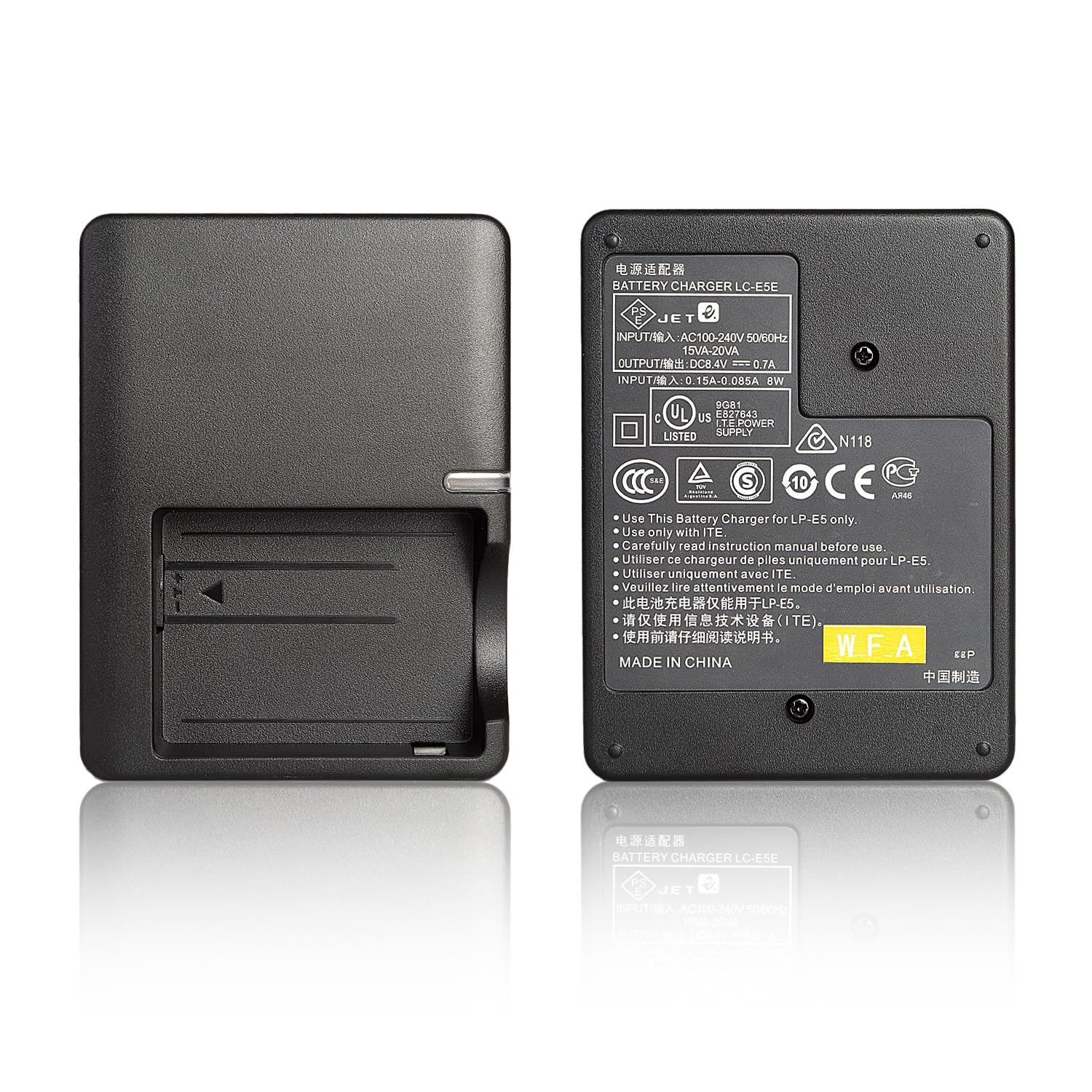 LP-E5 Chargeur de Batterie LC-E5 LC-E5E Compatible avec Canon EOS 1000D, EOS 450D, EOS 500D, EOS Kiss F, EOS Kiss X2, EOS Kiss X3, EOS Rebel T1i, EOS Rebel XS, EOS Rebel Xsi