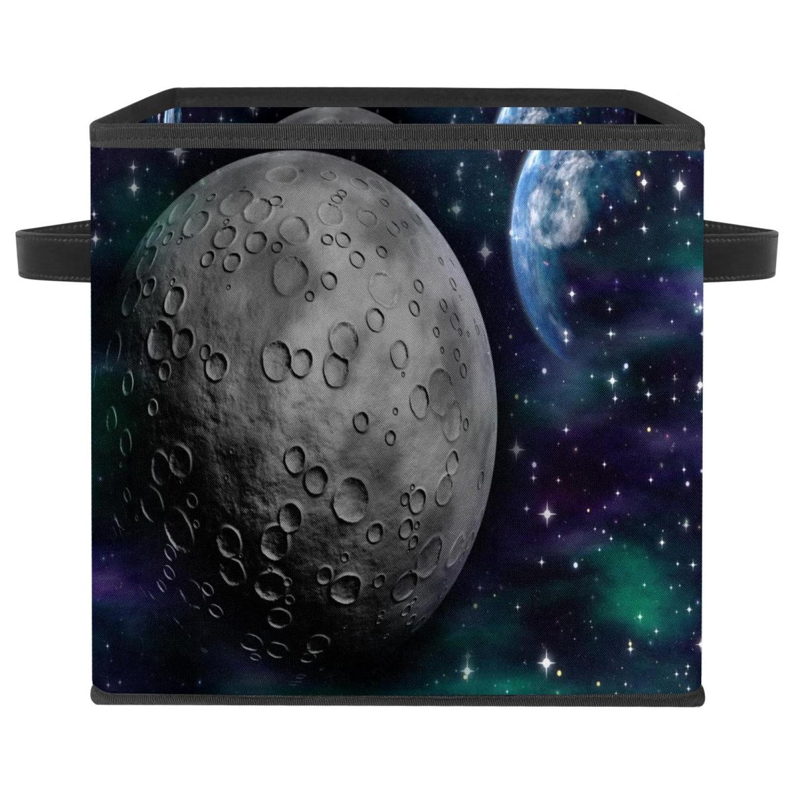 Boîte de rangement pliable cube en tissu motif espace pour vêtements et jouets