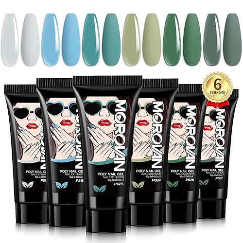 Morovan Colores de uñas de polygel 6 colores de Polygel de uñas Lost Forest Collection Gel de extensión de uñas de poli gel verde Colores de polygel