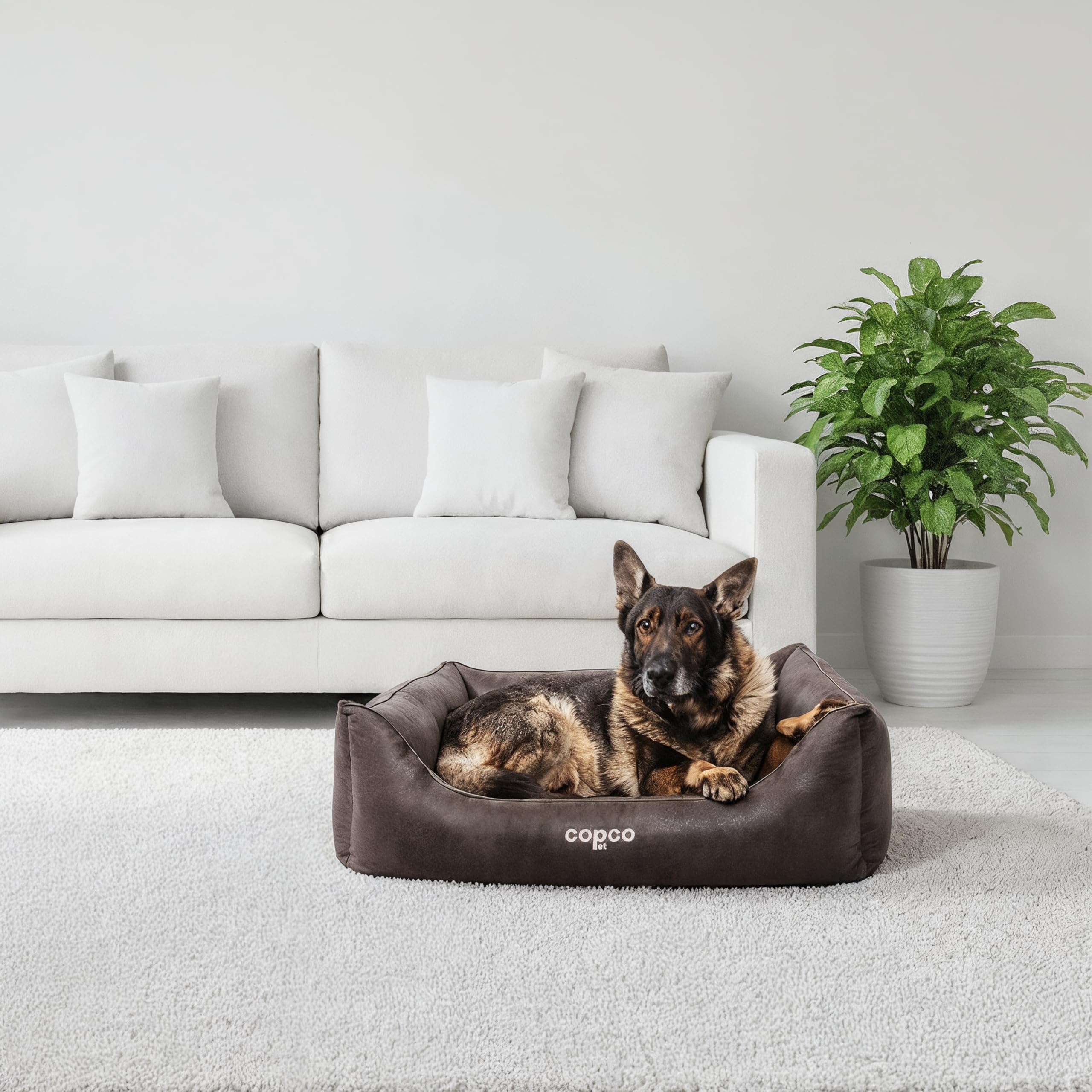 Orthopdisches Hundebett Grosse Hundewaschbar & rutschfestHundekorb XXL  Kunstleder in Wildlederoptik, gelenkschonendes Hundekissen fr drinnen,  pflegeleichtes Hundesofa, dog bed Schwarz 125 x 100cm : Amazon.de: Haustier