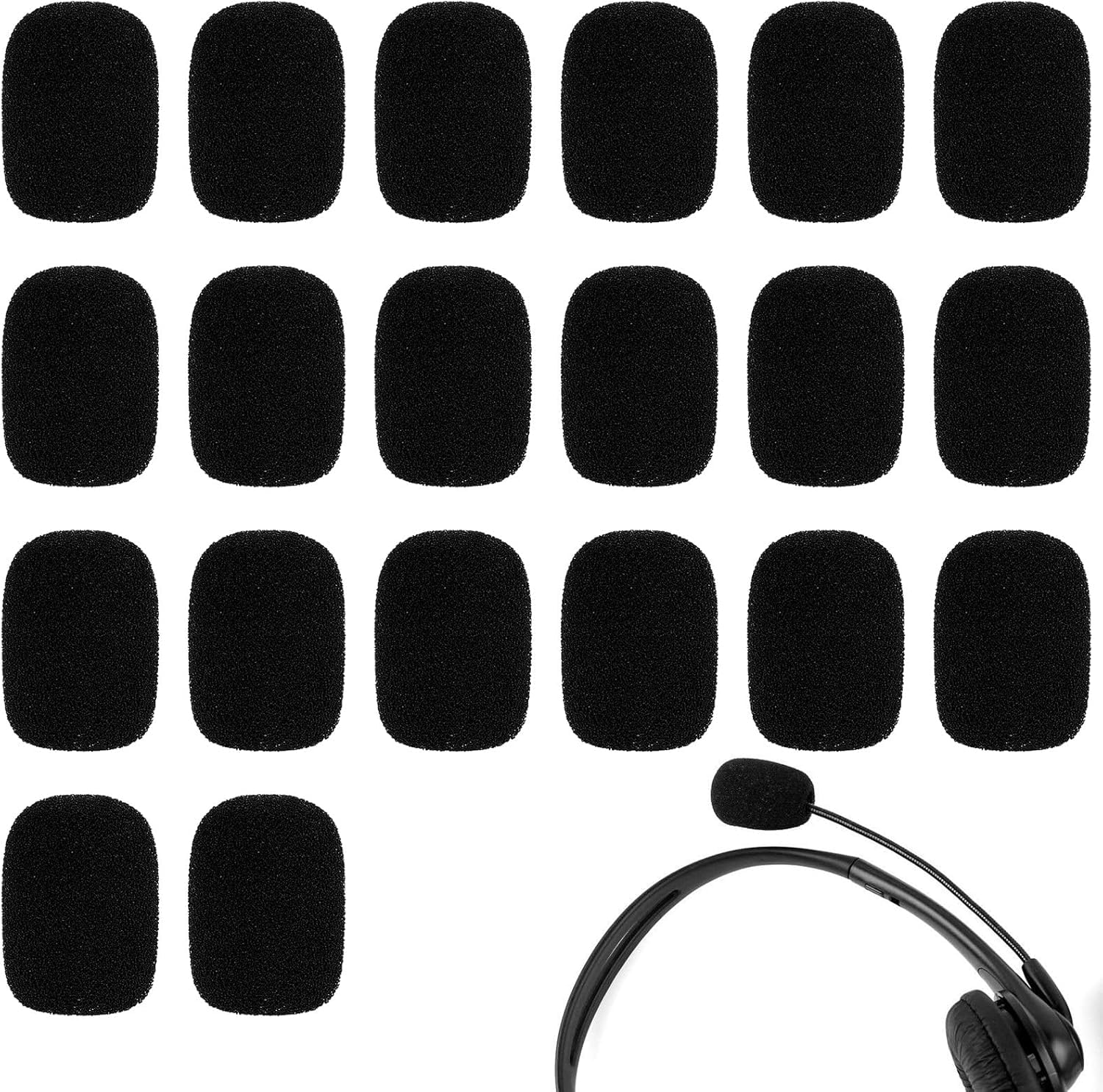 Microphone Covers Foam, Microphone Windscreen, Headset Mic Cover, 20 Pcs Foam Material Windproof Noise Reduction Universal Compatibility Practical Tools, Suitable for Both Indoor And Outdoor Use