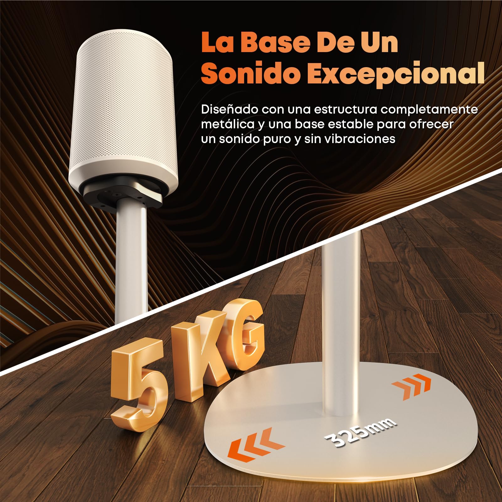 Soportes para Altavoces Sonos Era 100 SL, Era 100 y Era 300 – Altura Ajustable 74–99 cm, Base Dual-Mount, 5 kg, 1 Par, Blanco