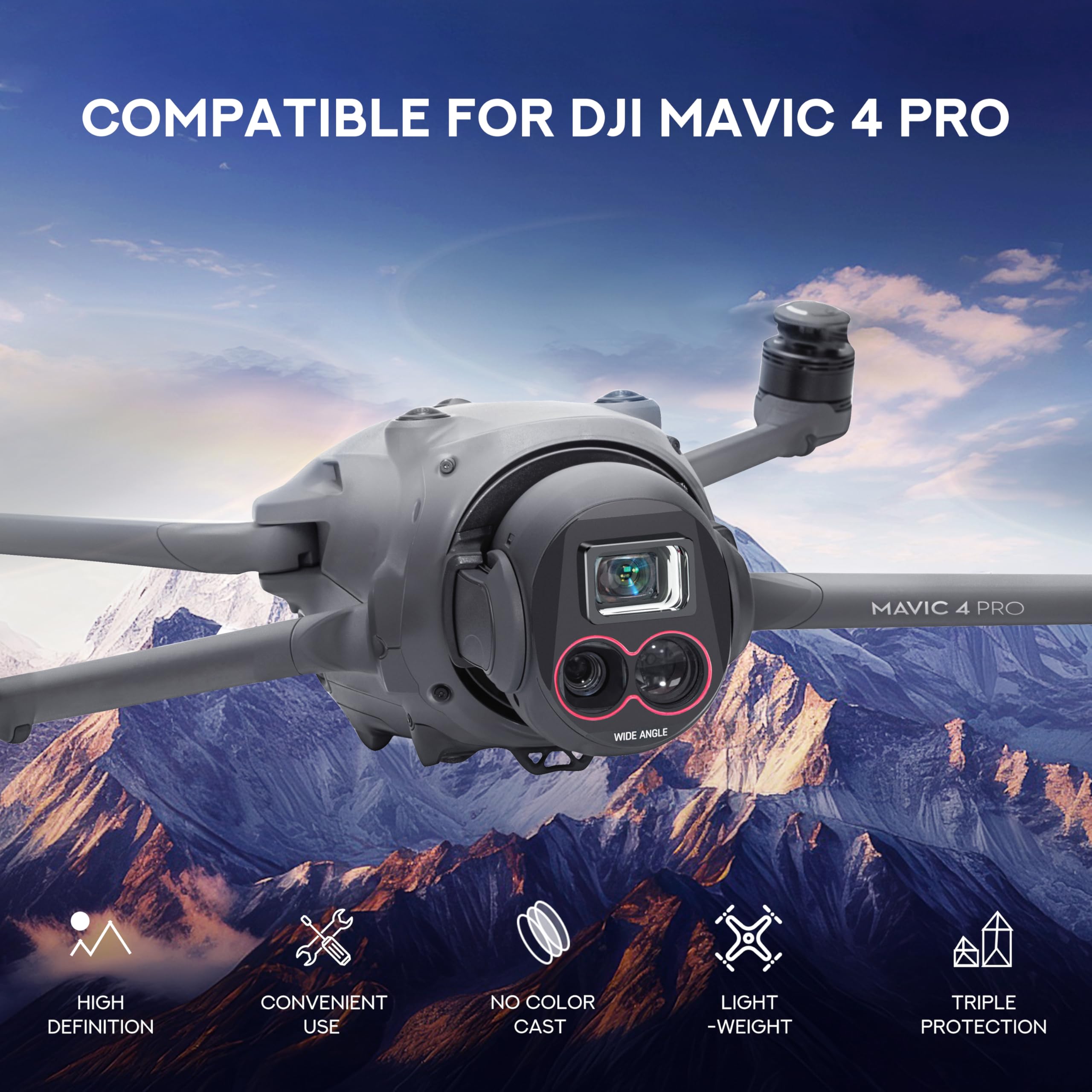 Weitwinkelobjektiv für Mavic 4 Pro, 110°-Weitwinkelobjektiv, kompatibel mit für DJI Mavic 4 Pro-Zubehör, magnetische Befestigung/mehrfach beschichtet/optisches Glas