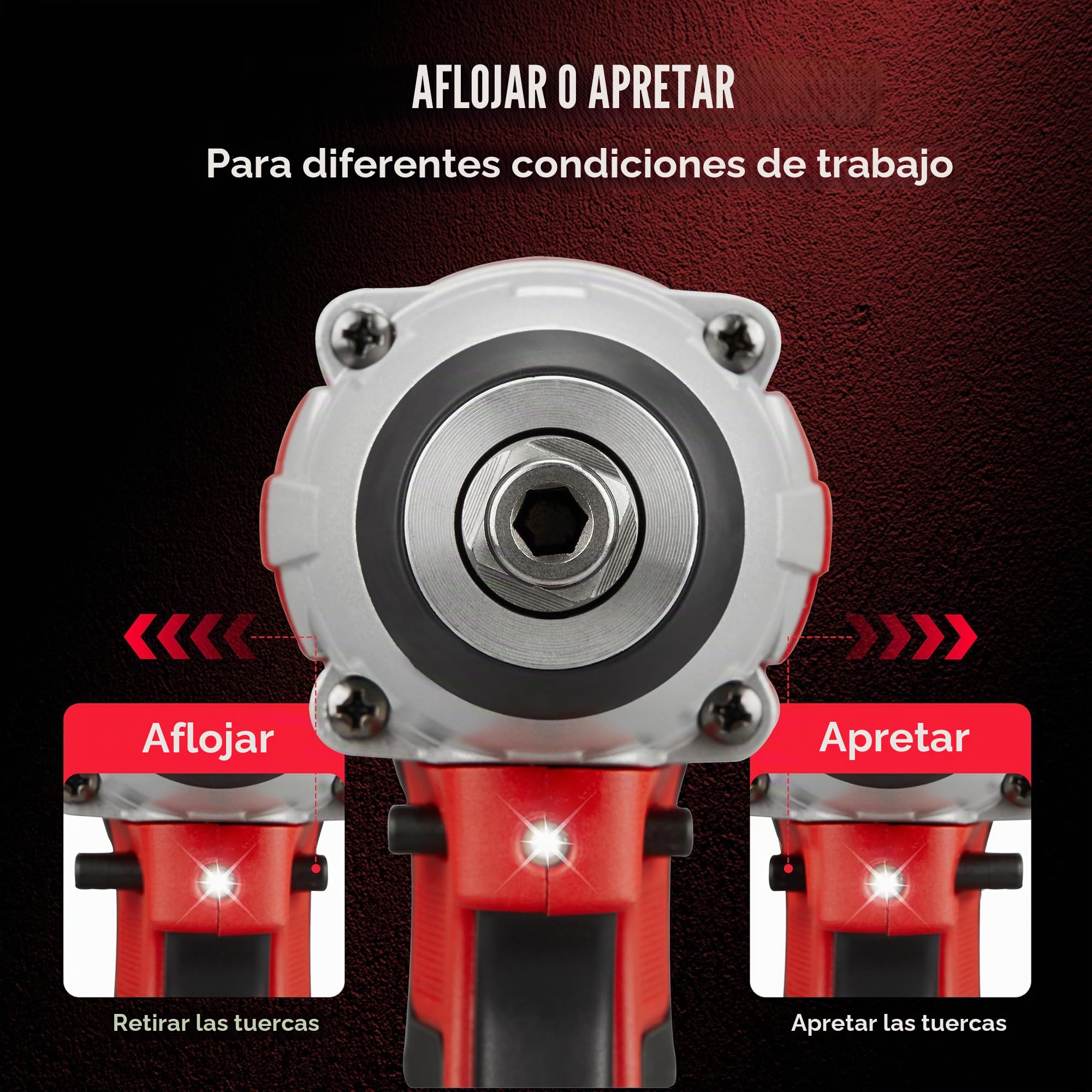 TEENO - Llave de impacto, atornillador de impacto inalámbrica, sin escobillas, 320 Nm, con batería de 3,0 Ah,andamio,pernos de ruedas,caja de 25 accesorios 2 Baterías