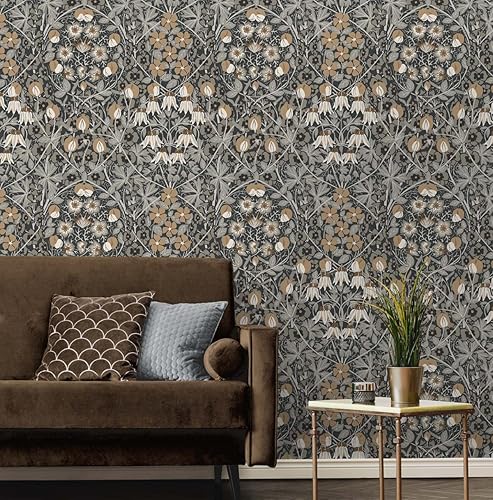 Miniatura 4 de NextWall Tulip Garden - Papel tapiz floral para despegar y pegar (hierro forjado y gamuza)