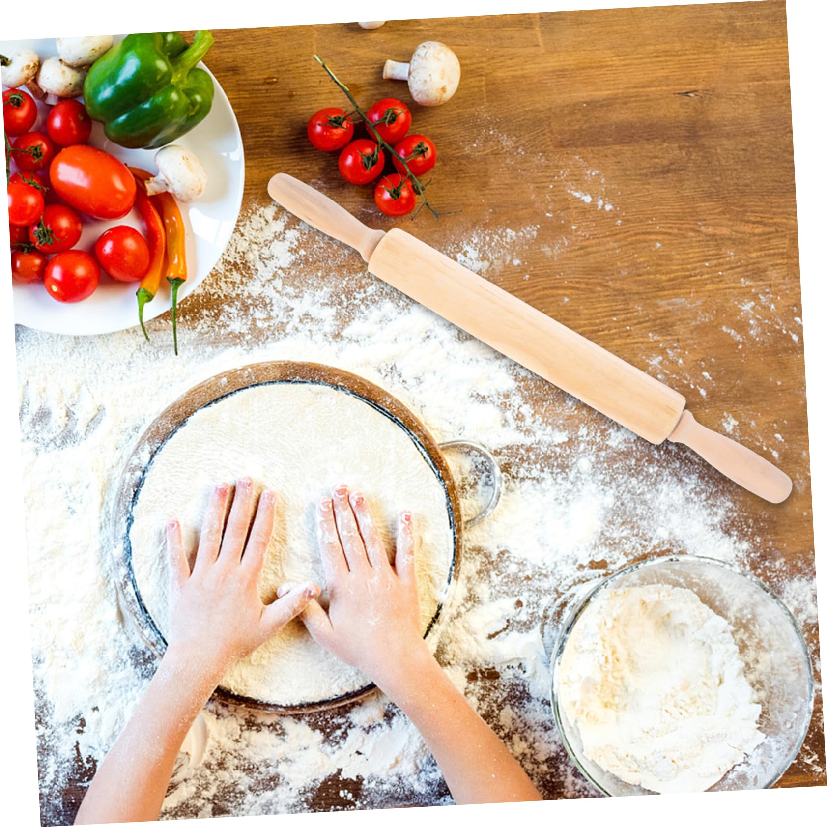 4stücke Holz Teigroller Aus Massivem Holz Langlebiger Antihaftbeschichteter Nudelholz Für Backen Von Brot Dumplings Und Keksen Einfach Zu Reinigen Handhaben