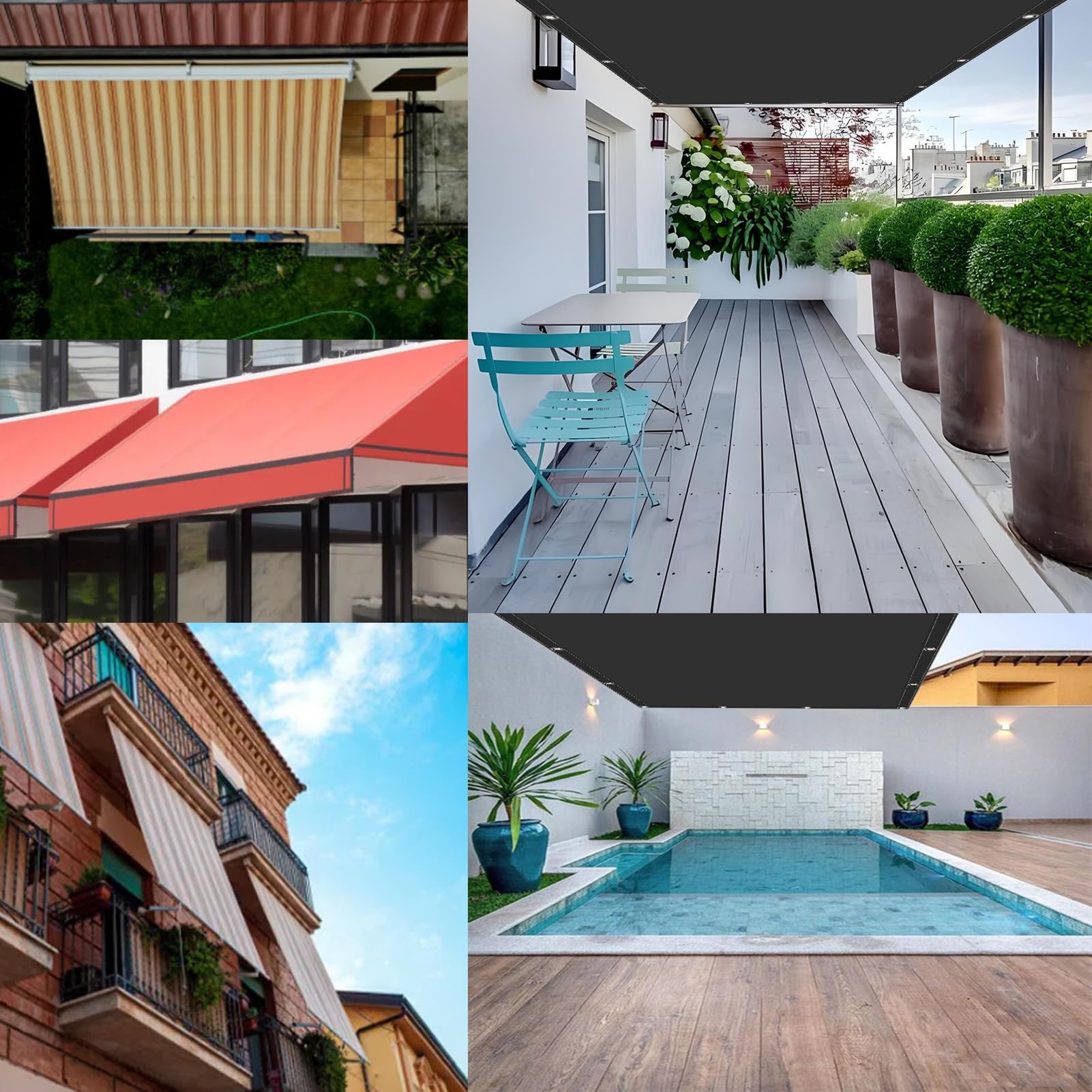 Balkon, wodoodporny, na taras, odporny na rozdarcie, do ogrodu, na imprezę, aktywność, podwórko, pergola, granatowy, 3 x 4,5 m