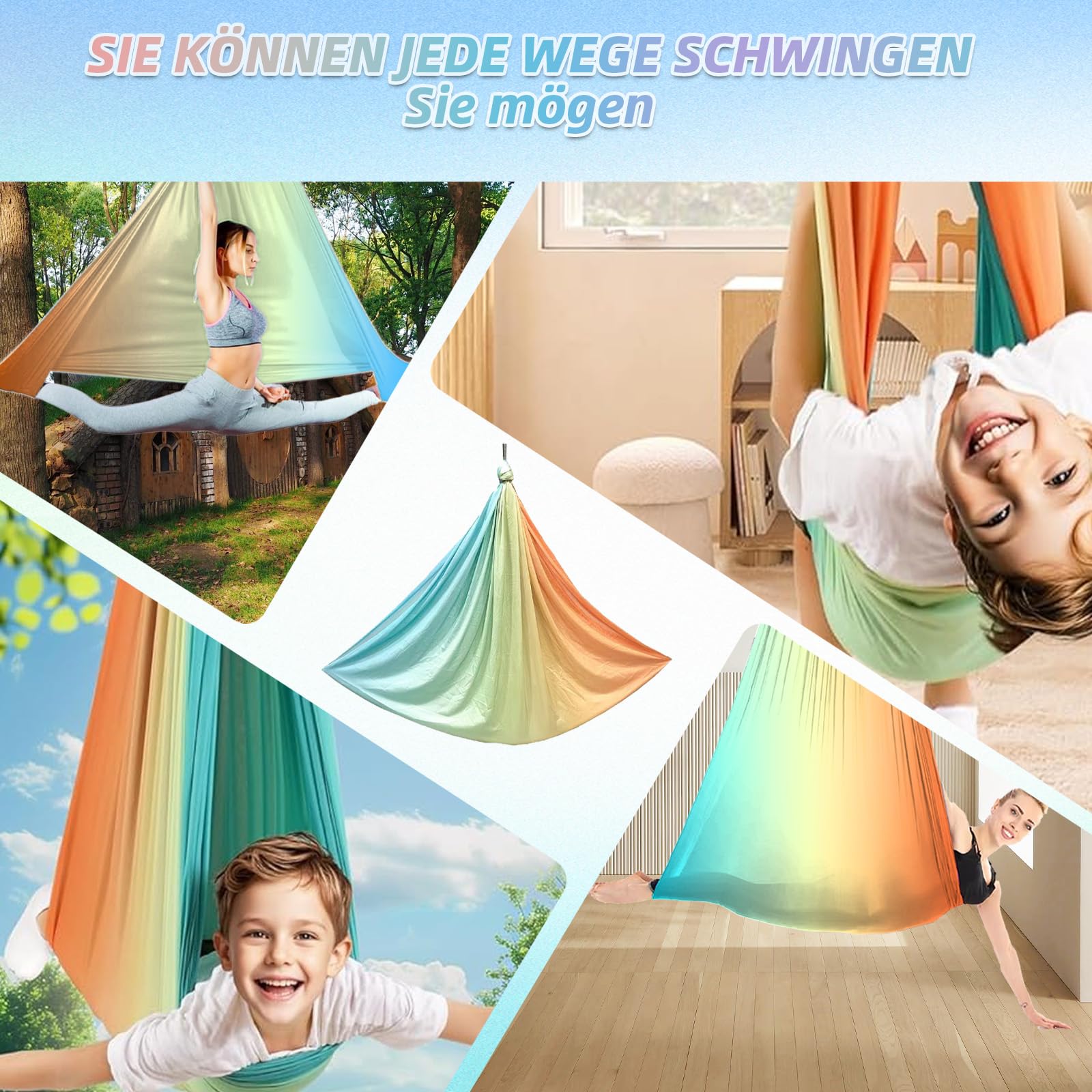 Hängematte Aerial Yoga Set, Bis 200kg belastbar,Klein,Farbe,150x280CM