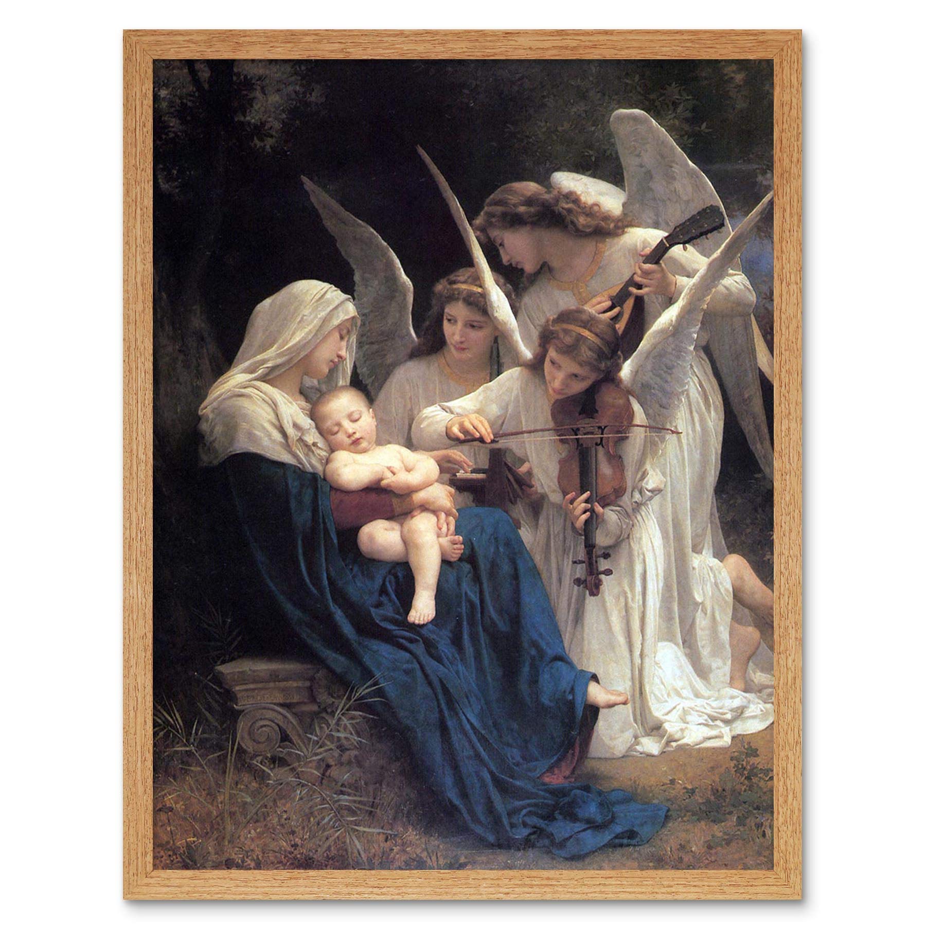 Wee Blue Coo William Adolphe Bouguereau Song Of Angels Old Master Painting Art Print Framed Poster Wall Decor 12X16 Inch