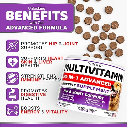 Miniatura 2 de Multivitamínico masticable con glucosamina para perros  Vitaminas y suplementos para perros  170 golosinas  Multivitamínico para adultos mayores y