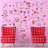 Vista 4 de SUPERDANT Calcomanías de pared para el día de San Valentín, diseño de ángel pequeño, corazón romántico, decoración de pared, autoadhesivas