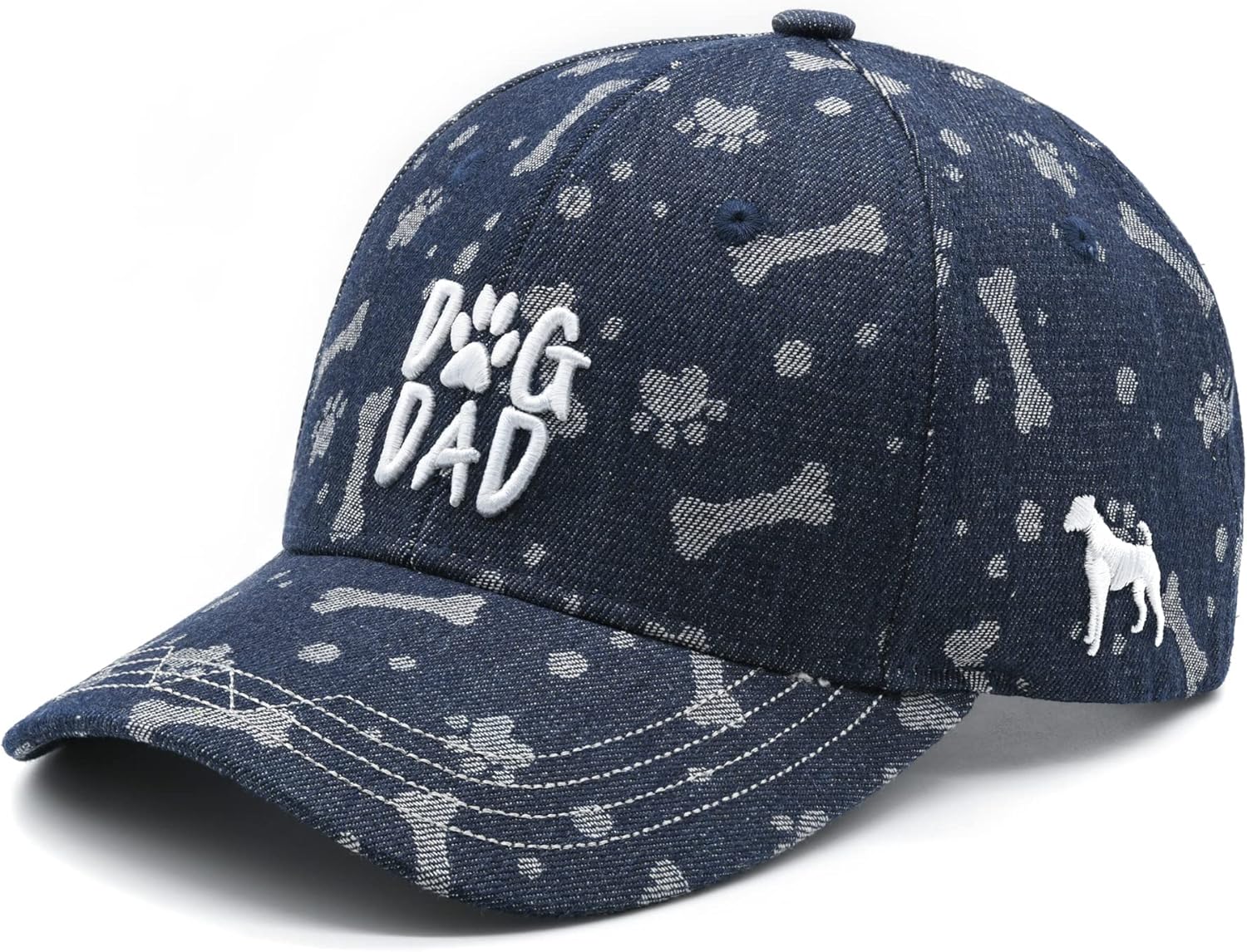 Waldeal Dog Dad Baseball Cap for Dog Lover, Adjustable Dad Hat for Men Blue - Image 2