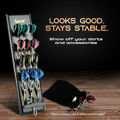 Miniatura 6 de IgnatGames Juego de soporte para dardos de madera, con capacidad para 12 dardos de acero o punta suave, soporte para dardos de montaje en pared con