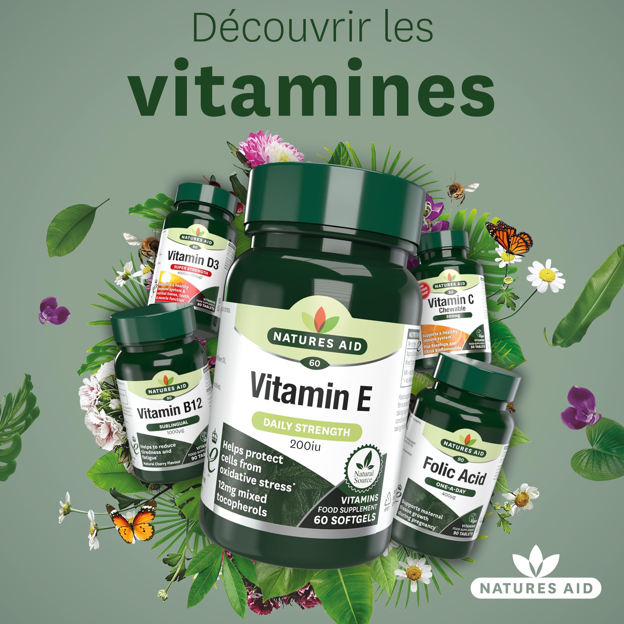 Natures Aid Vitamine E 200 UI Softgels - Antioxydant & Anti-âge pour Visage et Cheveux Contribue à la protection des cellules contre le stress oxydatif - Supplément Comprimés Capsules de 90 Jours