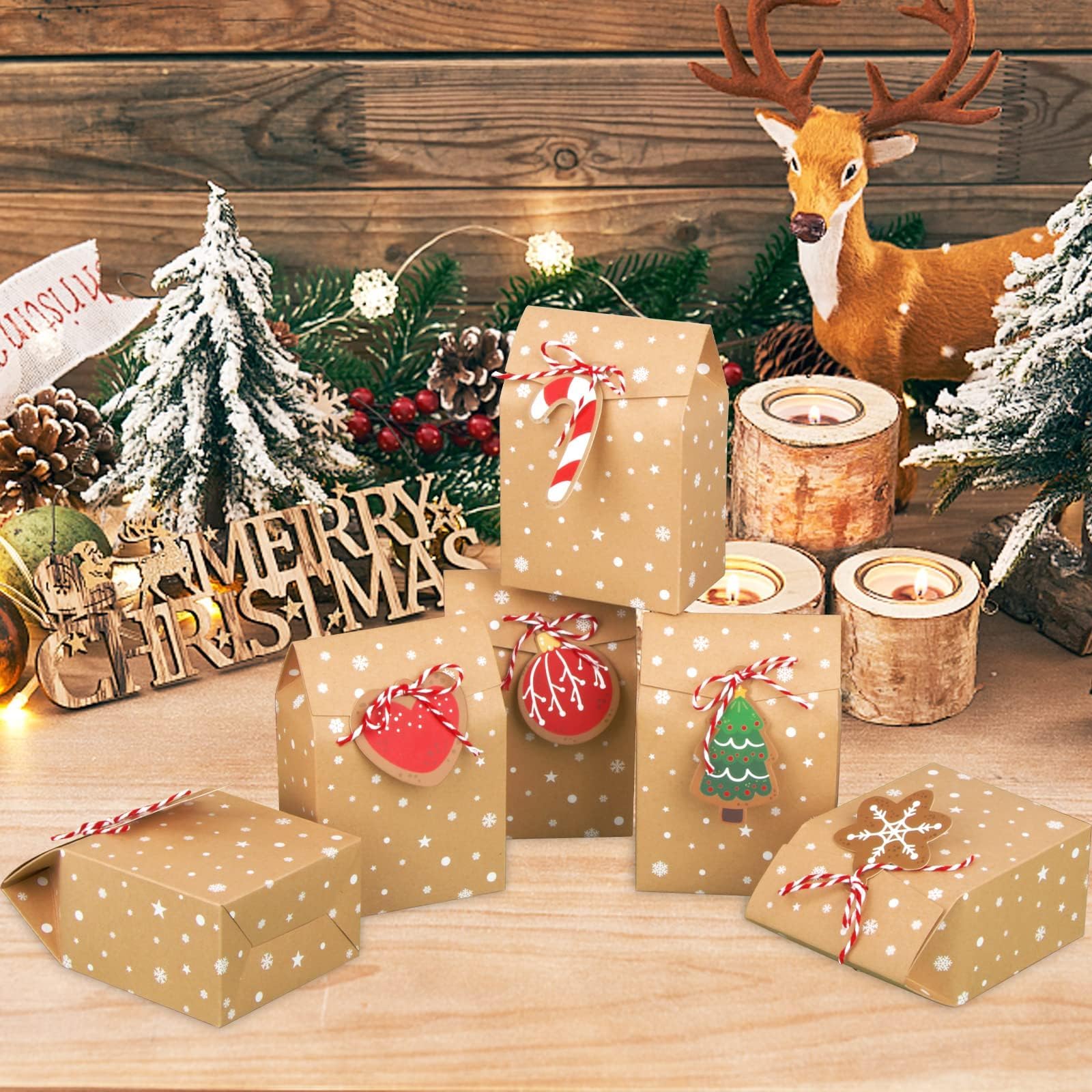 TLOXO 24 pezzi 3D Scatole Regalo di Natale Treat Boxes Casa di
