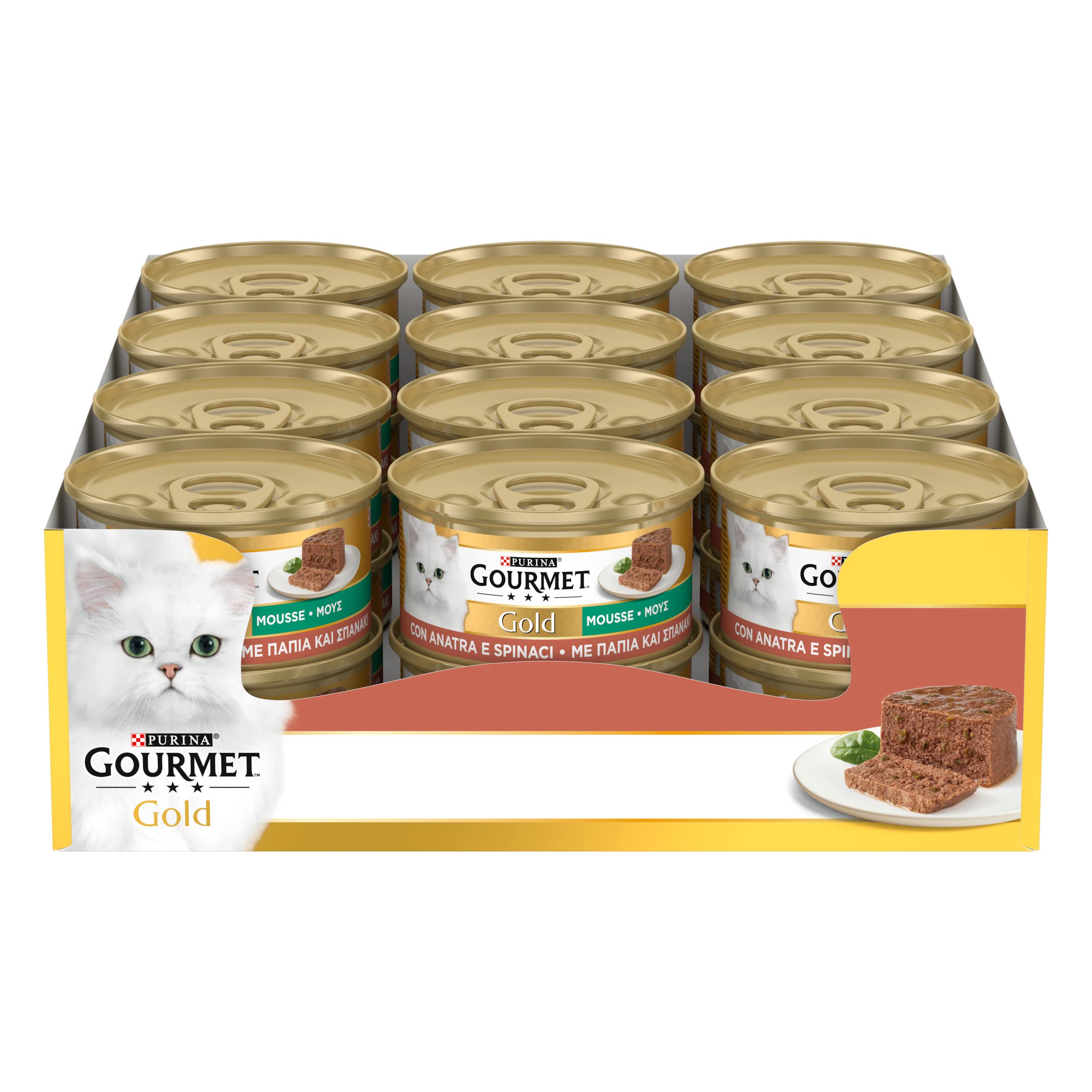 GOURMET Gold Cibo Umido per Gatti Adulti Mousse con Anatra e Spinaci 24 Lattine da 85g