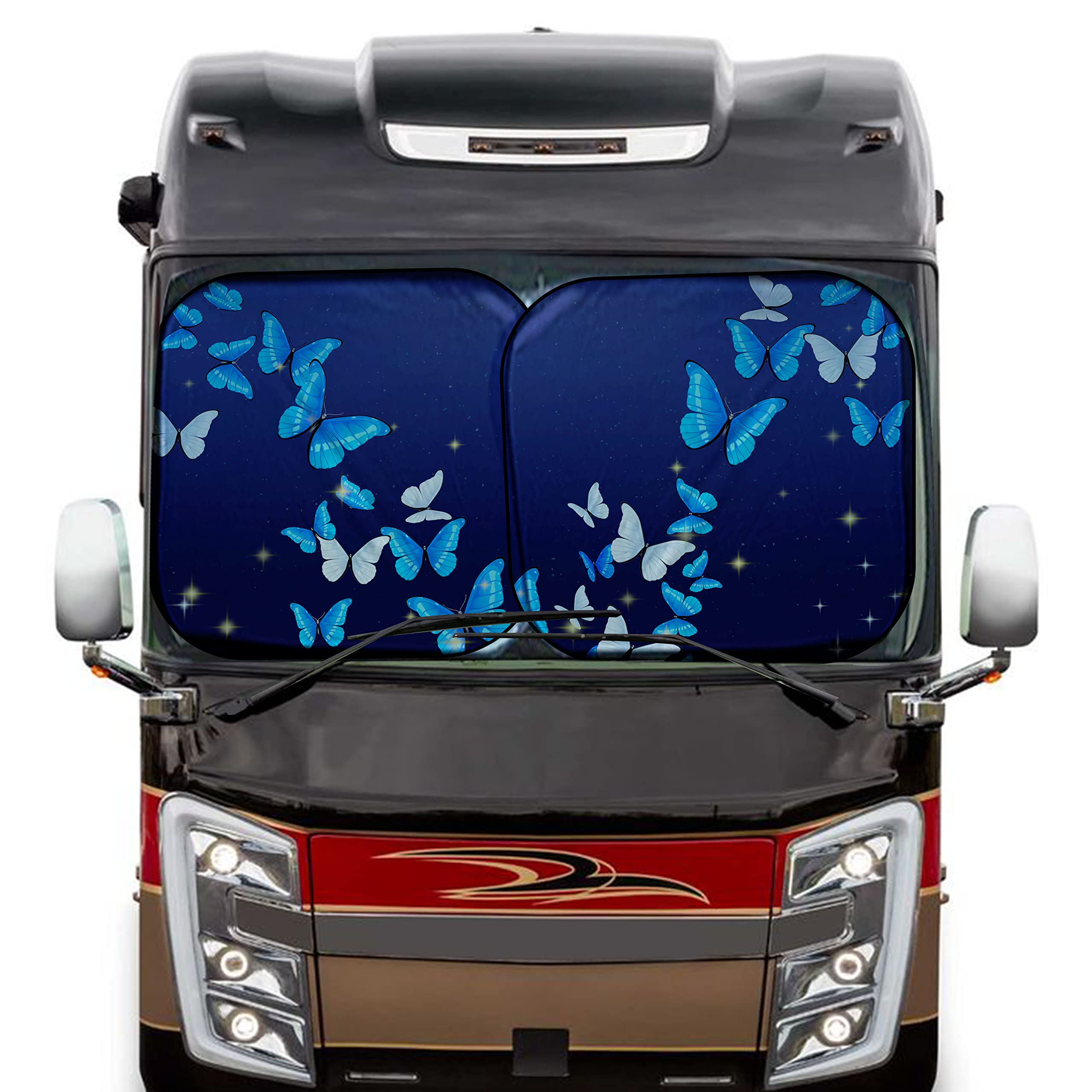 EcoNour 2Piece Foldable Spring RV Windshield Sunshade