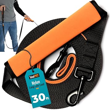 30ft Long Leash for Dogs - Long Line Dog Leash for Training Recall/Commands at Distance - Nylon, Heavy Duty - Ideal for Large
