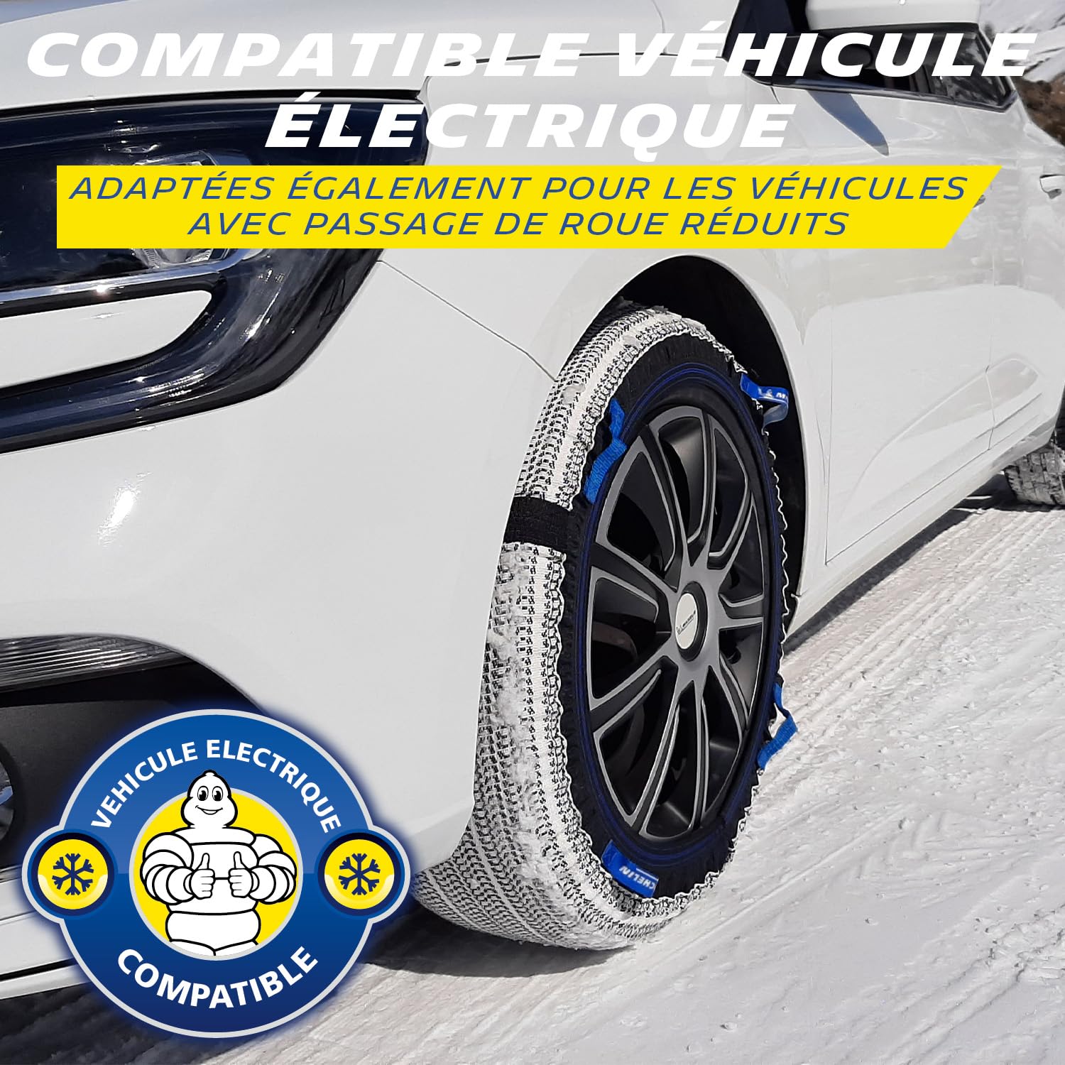 MICHELIN SOS GRIP XTREM 3D Chaussettes à Neige Haute Performance-X9- Motricité et Adhérence 3D Exceptionnels sur Neige et Verglas - Durabilité Supérieure - Compatible Véhicules Électriques