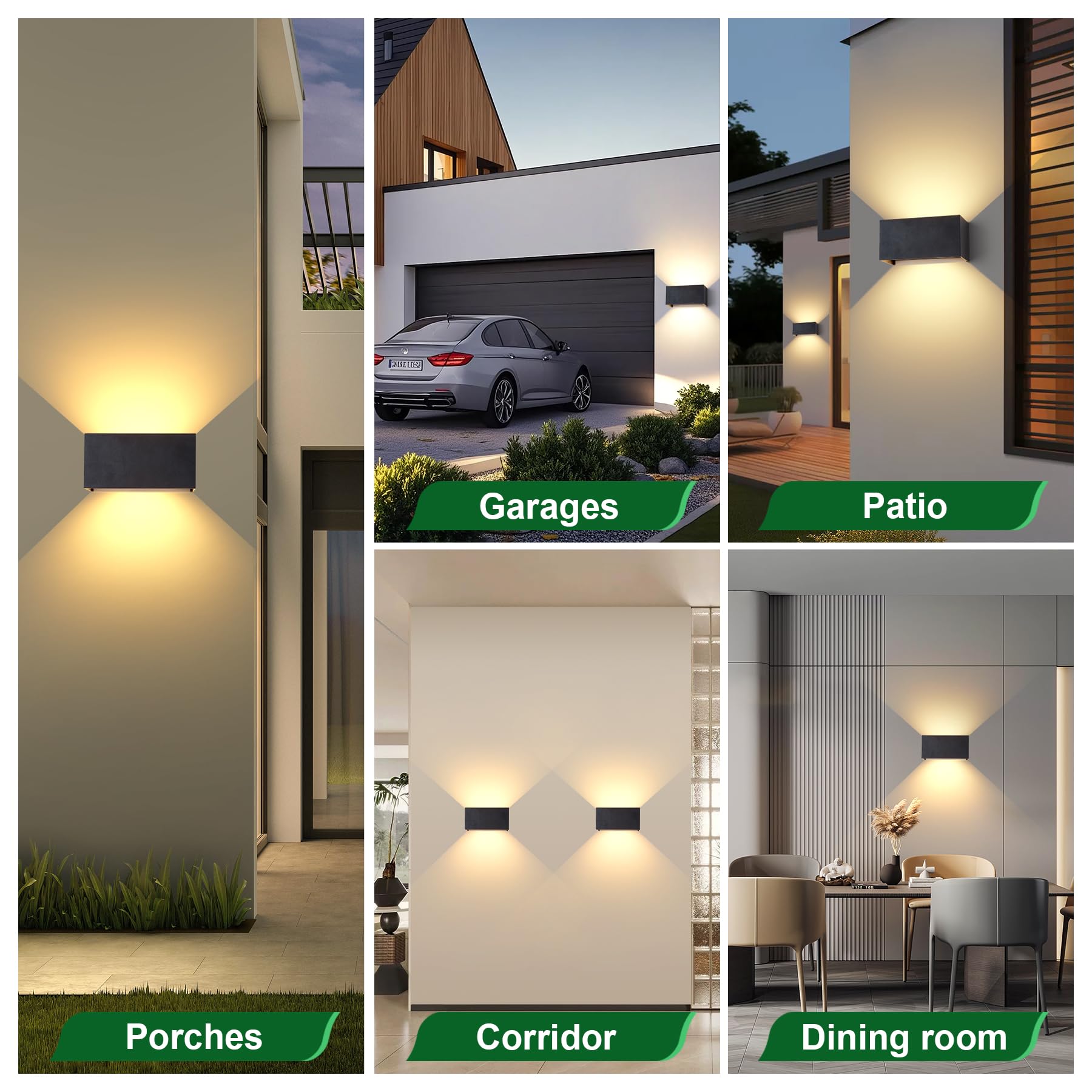 CHENBEN Applique da parete LED 12W 3000K IP65 Angolo regolabile 2 pezzi