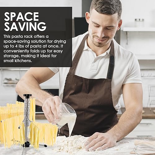 Miniatura 2 de Escurridor de pasta plegable, fácil almacenamiento, instalación rápida, estante plegable para secadora de pasta, colgador de fideos de espagueti,