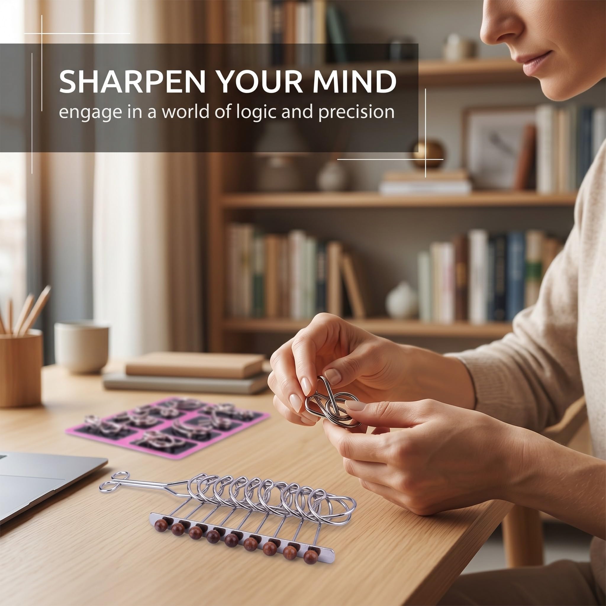 Puzzle in Metallo 3D, Set di 9 Rompicapo in Filo Metallico per Adulti e Bambini, Giocattoli Educativi per Sfida Mentale e Divertimento Familiare, Regalo per Appassionati di Giochi di Logica