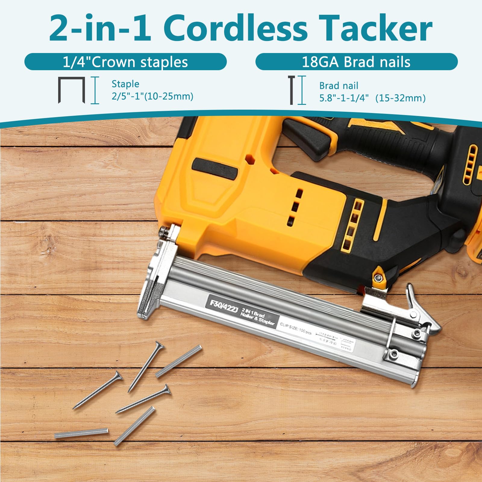 Pistola De Clavos Inalámbrica Para Batería Dewalt, Grapadora Clavadora 2 En 1, Grapadora Eléctrica De 18 GA Con 2000 Clavos/Grapas, Pistola De Grapas De Clavos 2 Modos Para Carpintería