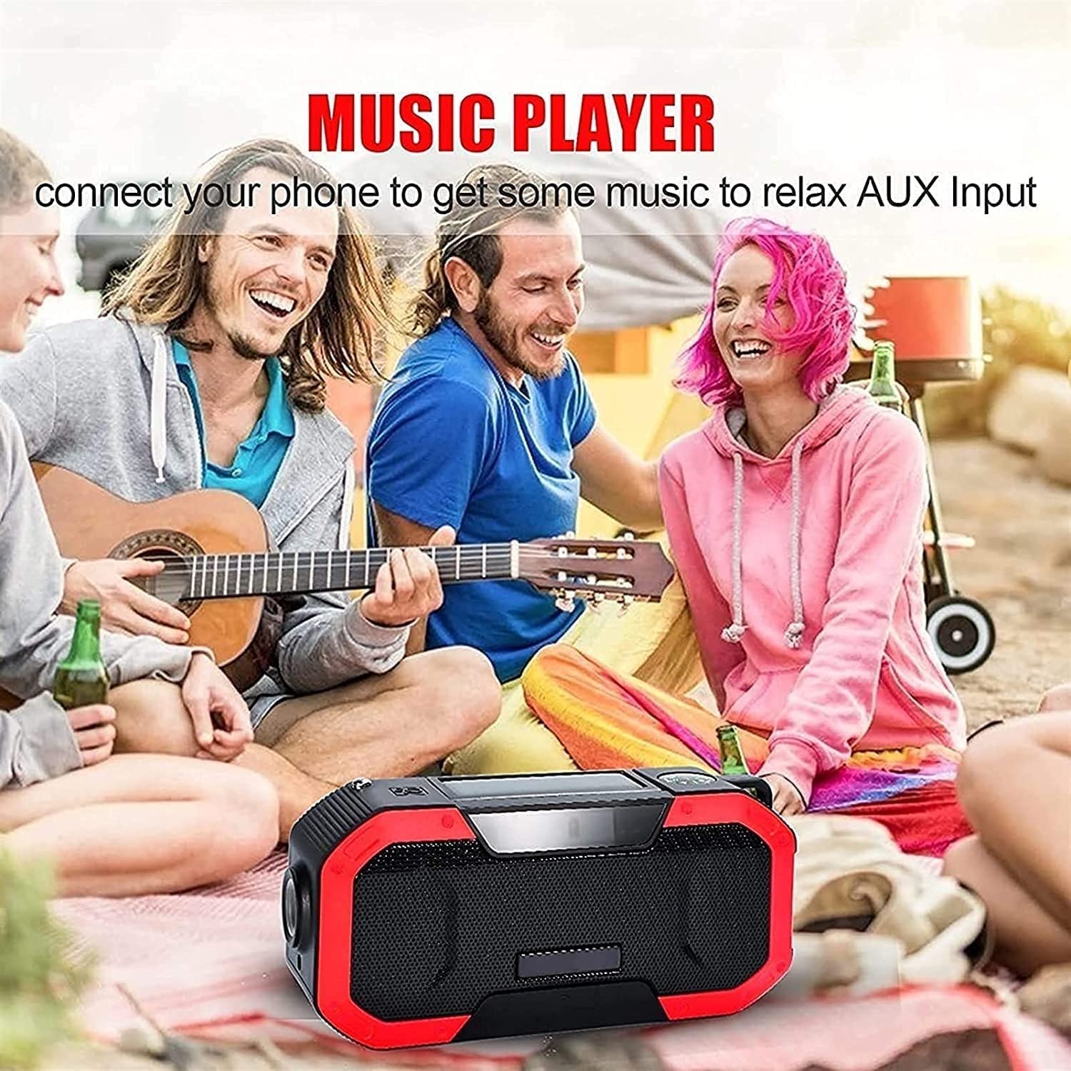 Radio à manivelle Portable multifonctionnelle, Radio d'urgence, Radio météo, Radio Portable AM/FM, Alimentation Solaire, Charge de téléphone Portable USB, Lampe de Poche LED, SOS