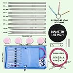 Froggod 4.5-Inch Interchangeable Circular Knitting Needles Set, US 1–7 Lightweight Aluminum Lace Tips, Knitting Kit with Cables & Zipper Case for Socks, Hats, Scarves | US1,1.5,2,2.5,3,4,5,6,7 (2.2-4.5mm) | 9-Pair Stainless Steel Tips | 4 Cables, 3 H