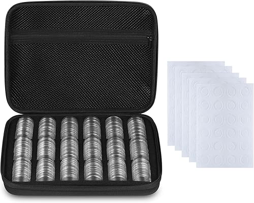 MUODR - Soportes para monedas de 1.18 pulgadas para coleccionistas, 180 unidades de cápsula de monedas con junta de 5 tamaños, estuche de