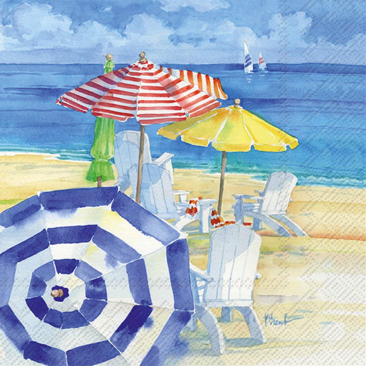 Ideal Home Range 20 Count Watercolor Beach Paper Cocktail Napkins