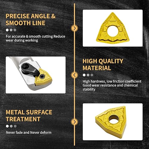 Miniatura 4 de SENDUO Herramienta de torneado de carburo de 34 pulgadas, herramienta de torneado interna S20R-MWLNR08 con 10 piezas de insertos CNC WNMG080408