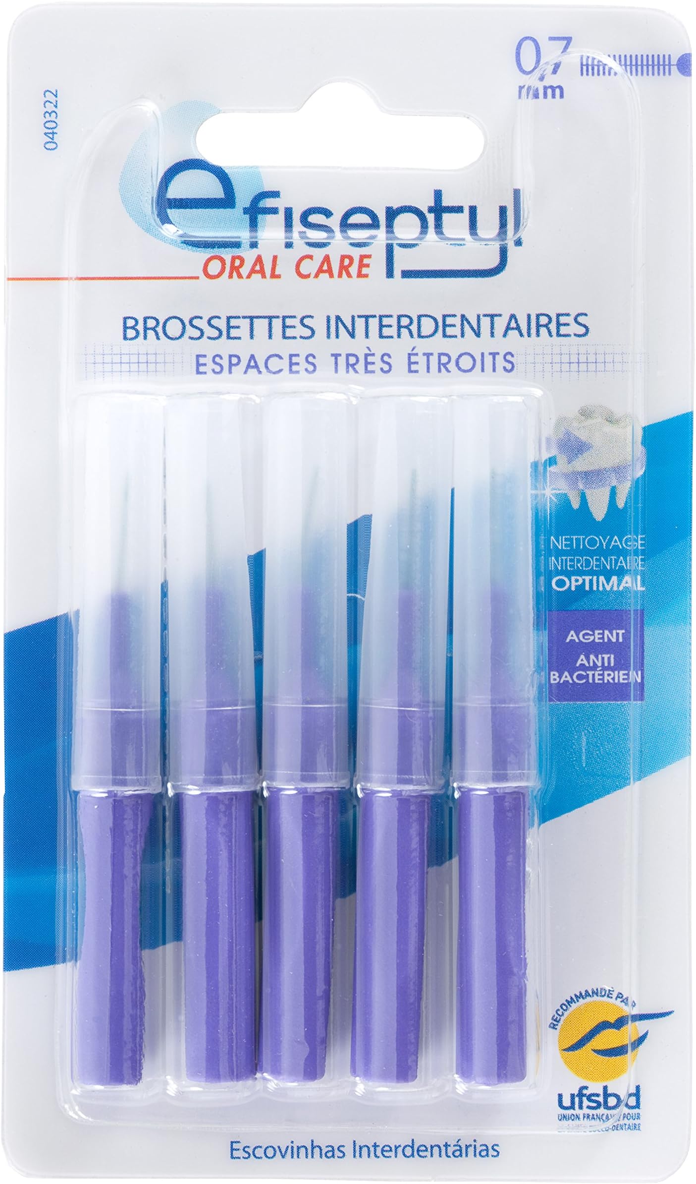 Efiseptyl 5 Inter-Dental Cleaning Brushes Cylindrical 0.6 mm Pack of 2