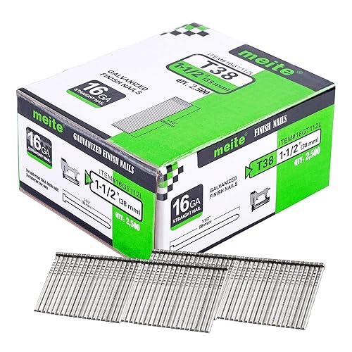 Vista 26 de meite Uñas de acabado de calibre 16, uñas galvanizadas de 2 pulgadas con acabado 16GA, uñas pequeñas y rectas de acabado, ideales para carpintería