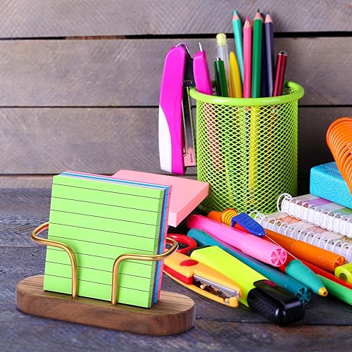 Miniatura 6 de Engrowtic 3 piezas de soporte de madera para tarjetas de visita para escritorio, soporte de tarjeta de metal, organizador de tarjetas de