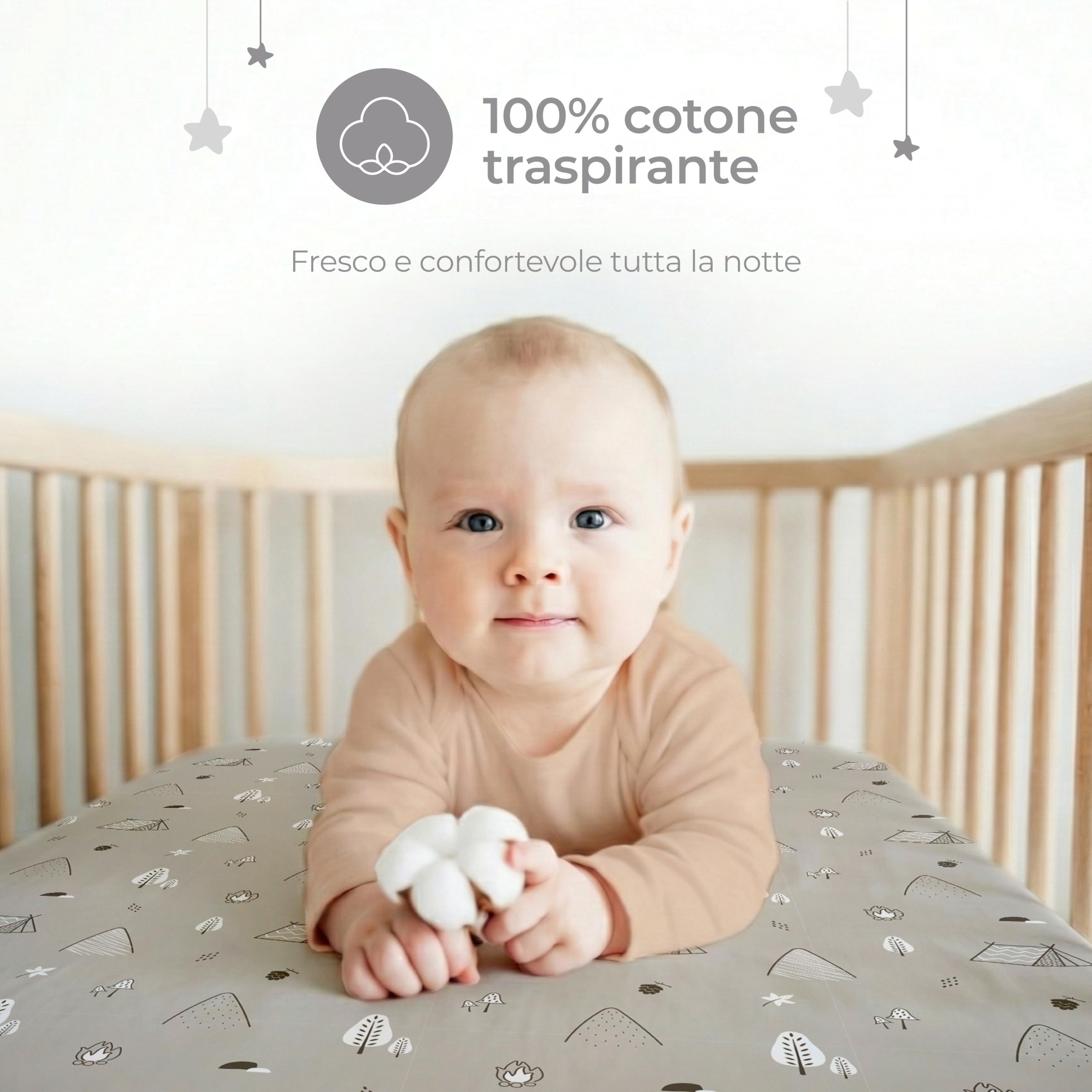 Dreamzie Set 2 Lenzuola Lettino Neonato 60x120 Cotone - Lenzuolo Con Angoli, Oeko-Tex Certificato - Lenzuola Culla Lettino 60x120 - Bosco Bianco/Grigio