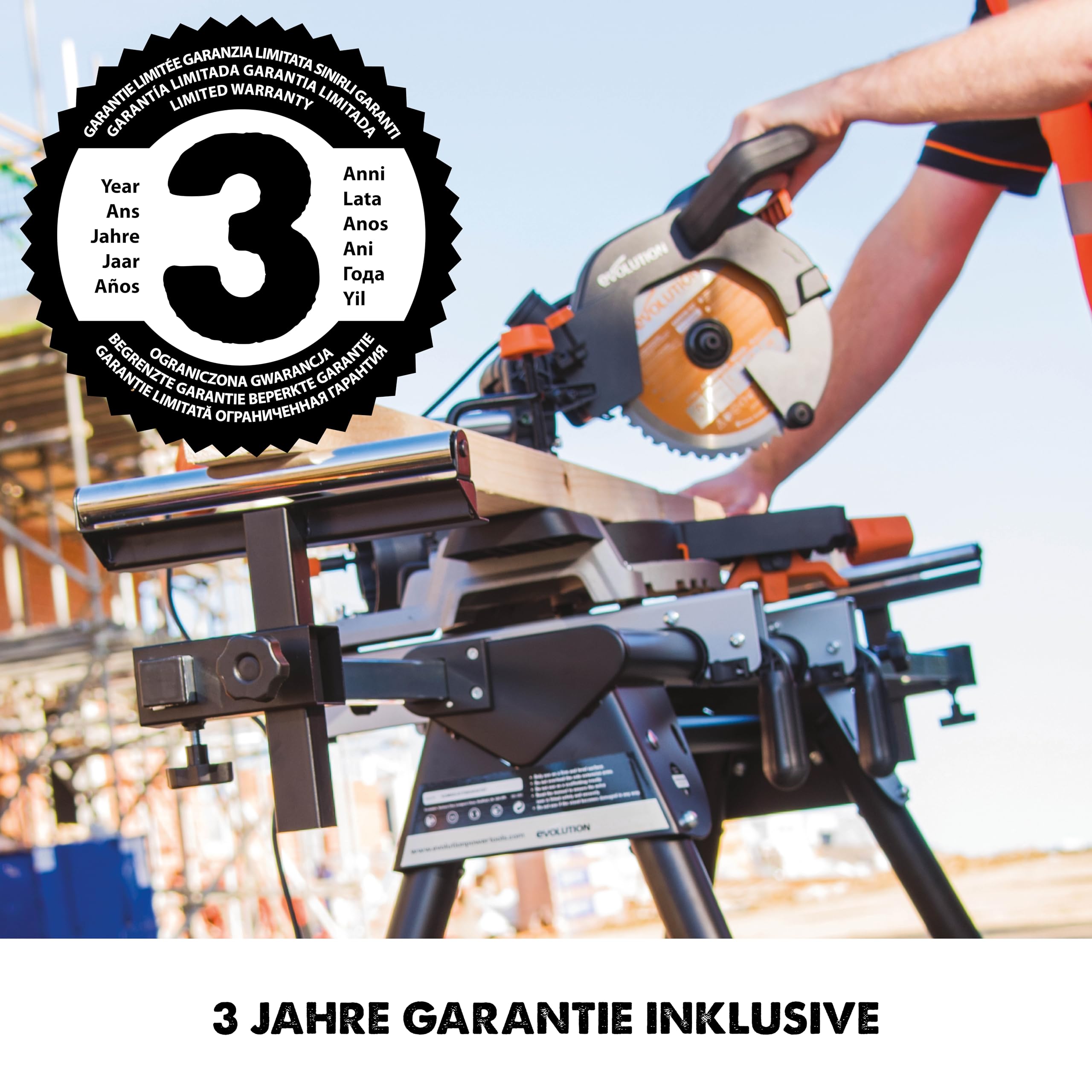 Evolution Arbeitstisch Untergestell für Gehrungssägen Elektrowerkzeuge - Universell passend für Evolution, Einhell, Metabo, Makita, DeWalt, Bosch - Kompakter klappbarer Ständer mit ausziehbaren Armen