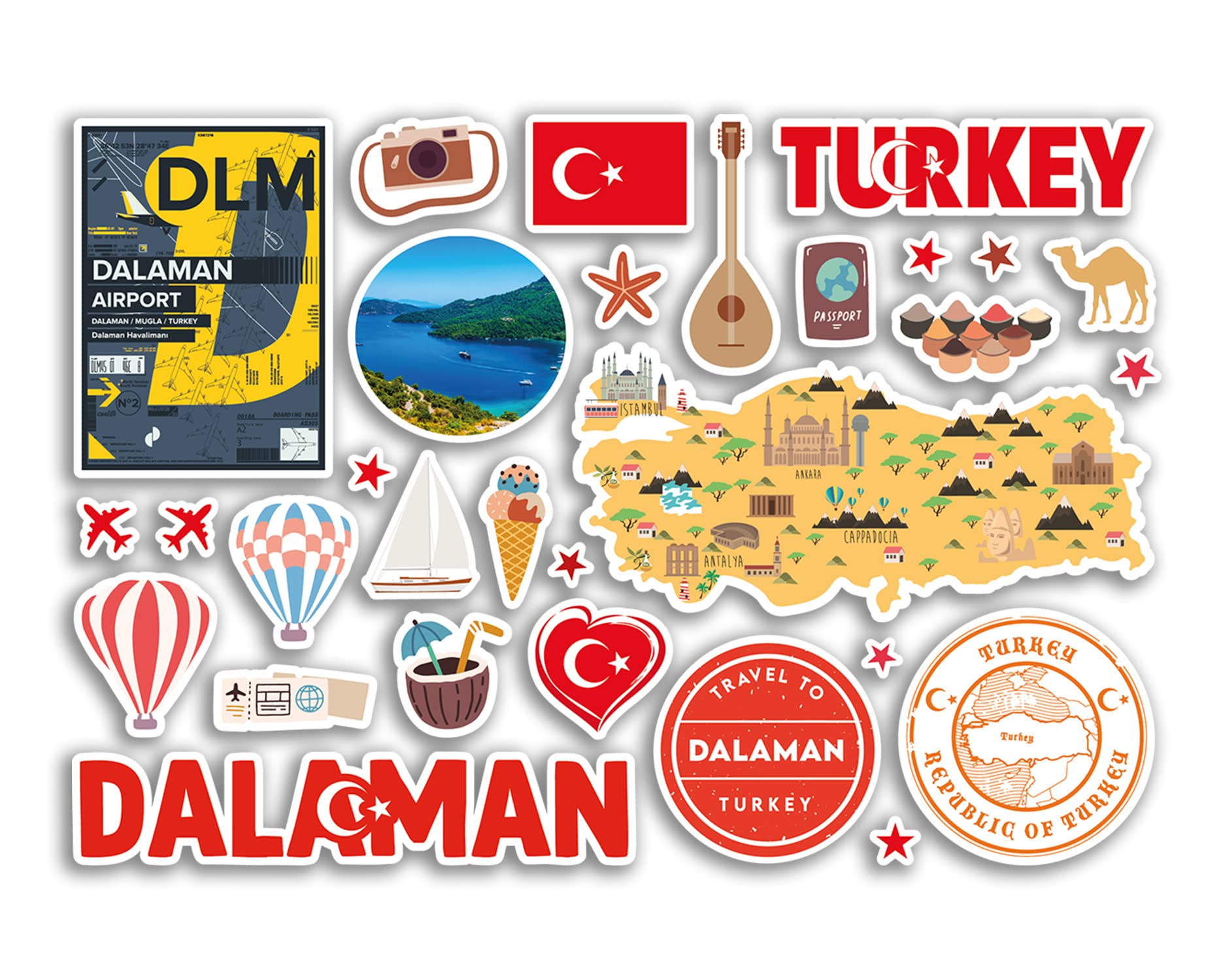 A5 Aufkleberbogen Dalaman Türkei – Vinyl-Sticker Mit Sehenswürdigkeiten Für Scrapbooking & Deko