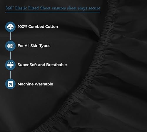 Miniatura 4 de ROYALE LINENS Juego de sábanas de satén de algodón 100% cultivado en Estados Unidos de 400 hilos, 3 piezas, tamaño individual - 1 sábana ajustable,