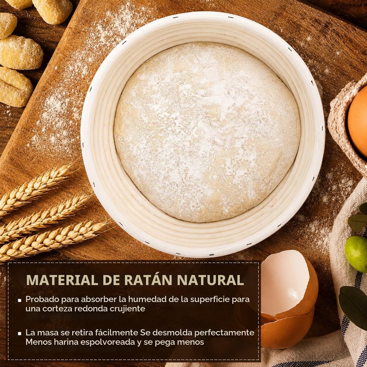 Banneton - Cesta de prueba de pan, 6 cestas pequeñas de 6 pulgadas, cesta de prueba de masa madre con ratán natural para panaderos profesionales y domésticos